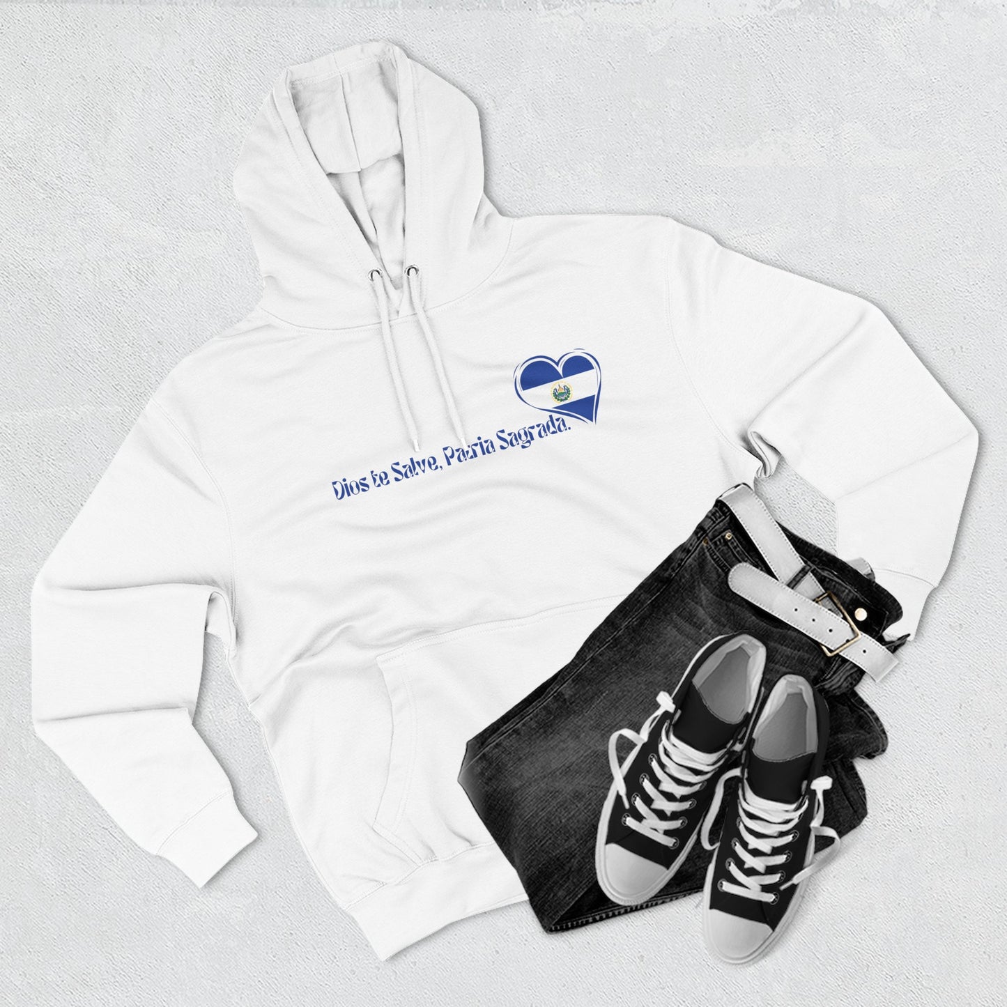 Heartfelt Fleece Hoodie, Celebrate Salvadorean Independence, Fall Wardrobe Essential, Cozy Gift for Nature Lovers, Perfect for September Events