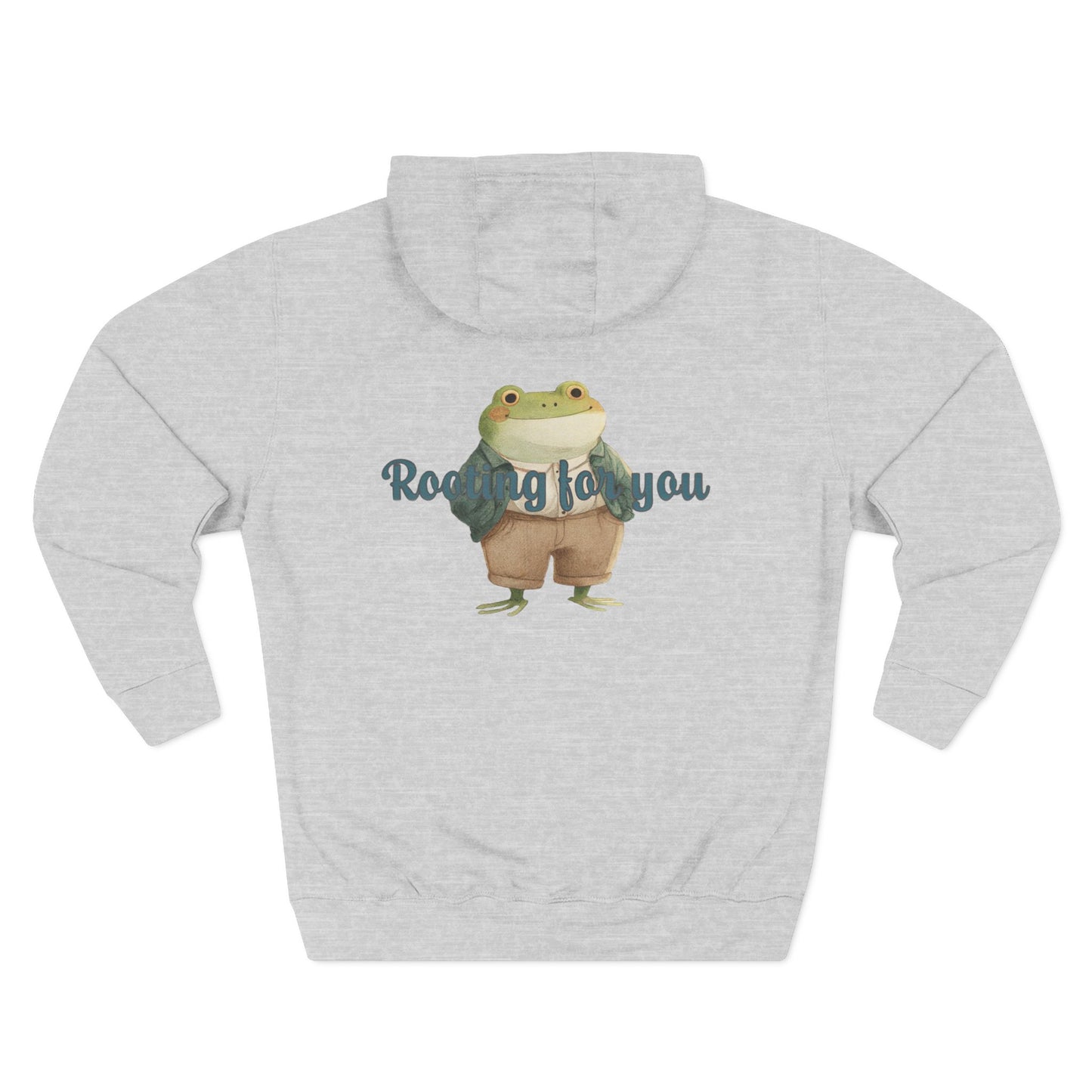 Encouraging Frog Fleece Hoodie, Gift for Friends, Motivational Apparel, Cute Animal Sweatshirt, Supportive Layering Piece