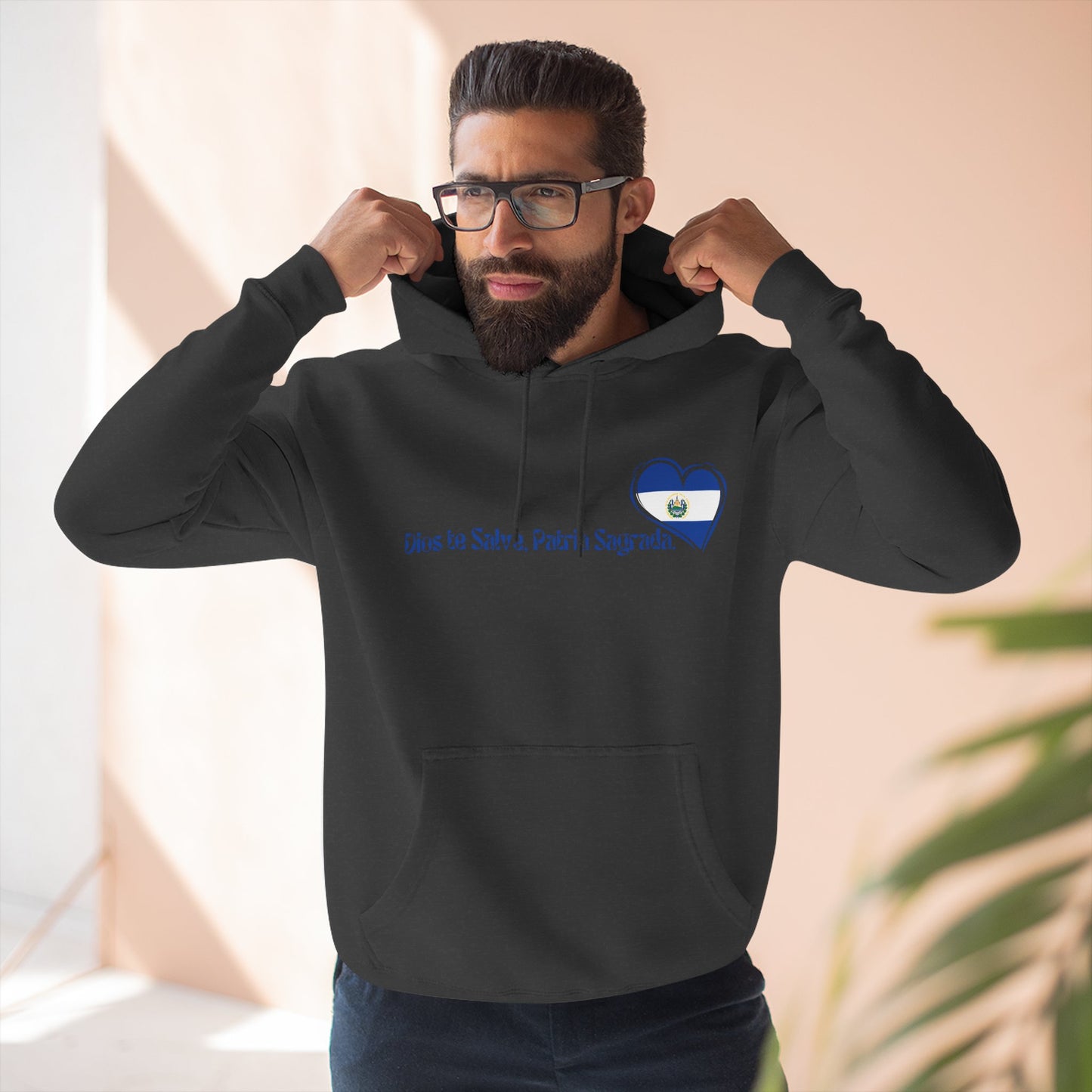 Heartfelt Fleece Hoodie, Celebrate Salvadorean Independence, Fall Wardrobe Essential, Cozy Gift for Nature Lovers, Perfect for September Events