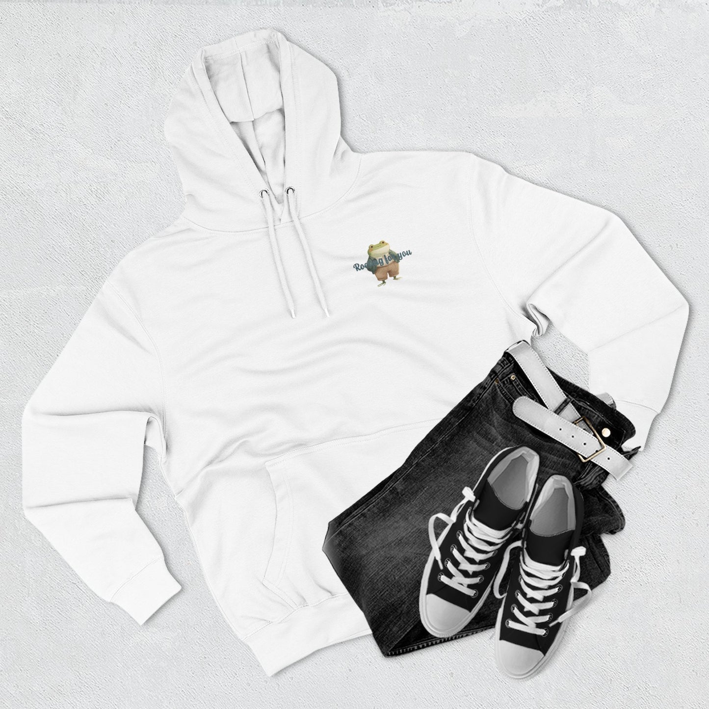 Encouraging Frog Fleece Hoodie, Gift for Friends, Motivational Apparel, Cute Animal Sweatshirt, Supportive Layering Piece