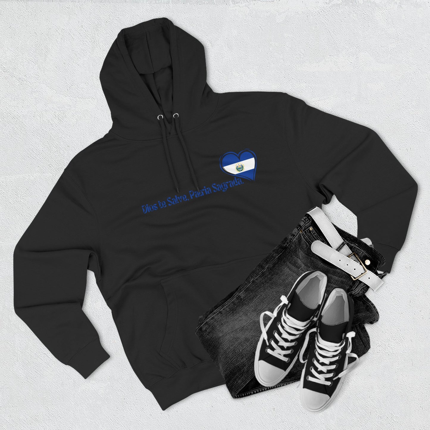 Heartfelt Fleece Hoodie, Celebrate Salvadorean Independence, Fall Wardrobe Essential, Cozy Gift for Nature Lovers, Perfect for September Events