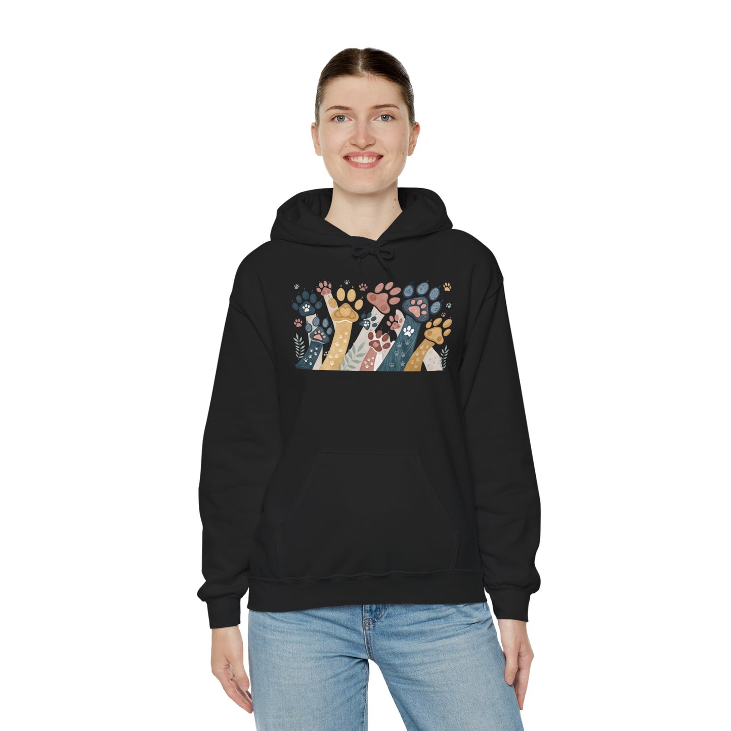 Colorful Paw Print Hooded Sweatshirt - Perfect for Pet Lovers, Animal Enthusiasts, Gifts for Birthdays, Holidays, Cozy Casual Wear