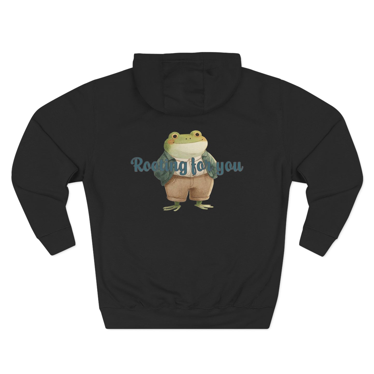 Encouraging Frog Fleece Hoodie, Gift for Friends, Motivational Apparel, Cute Animal Sweatshirt, Supportive Layering Piece