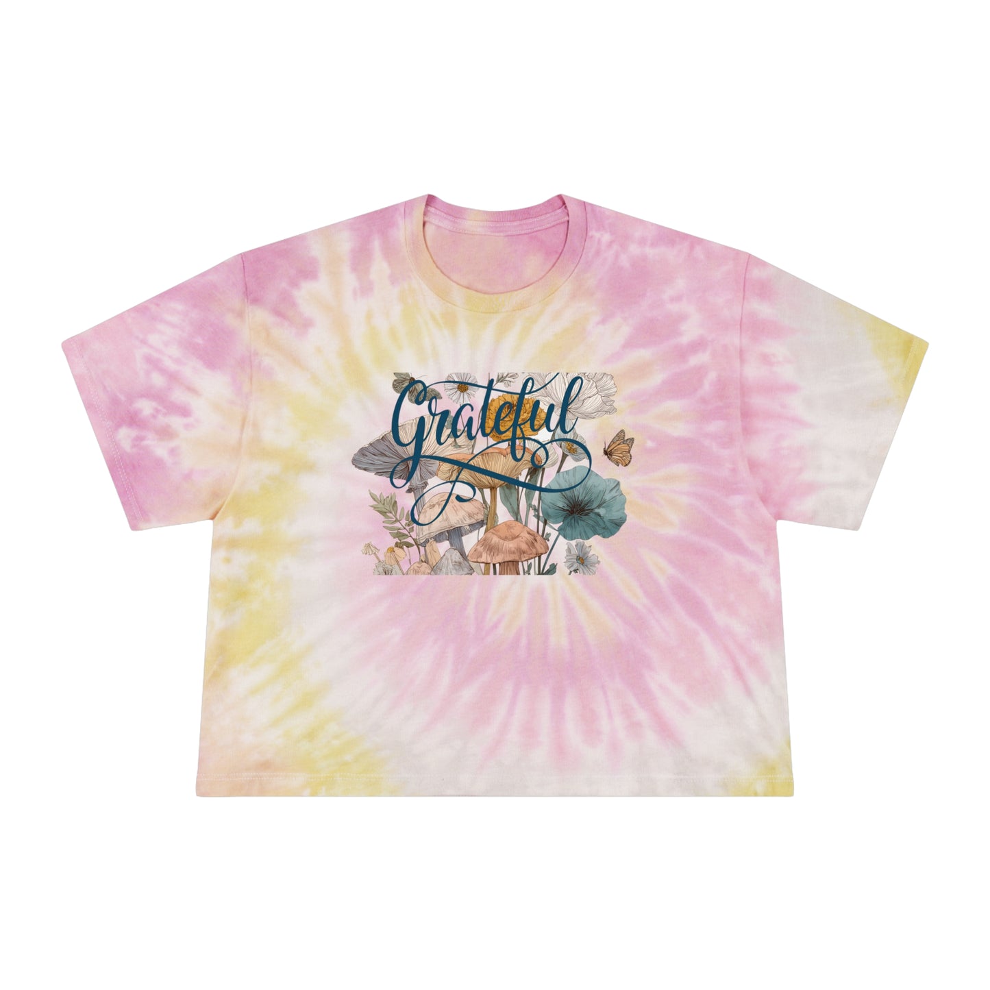Grateful Women's Tie-Dye Crop Tee, Boho Chic Top, Summer Fashion, Gift for Her, Relaxed Fit Shirt
