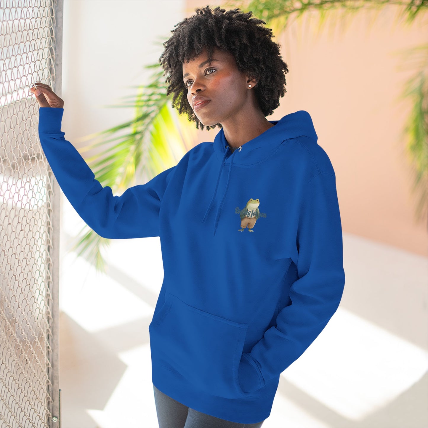 Encouraging Frog Fleece Hoodie, Gift for Friends, Motivational Apparel, Cute Animal Sweatshirt, Supportive Layering Piece