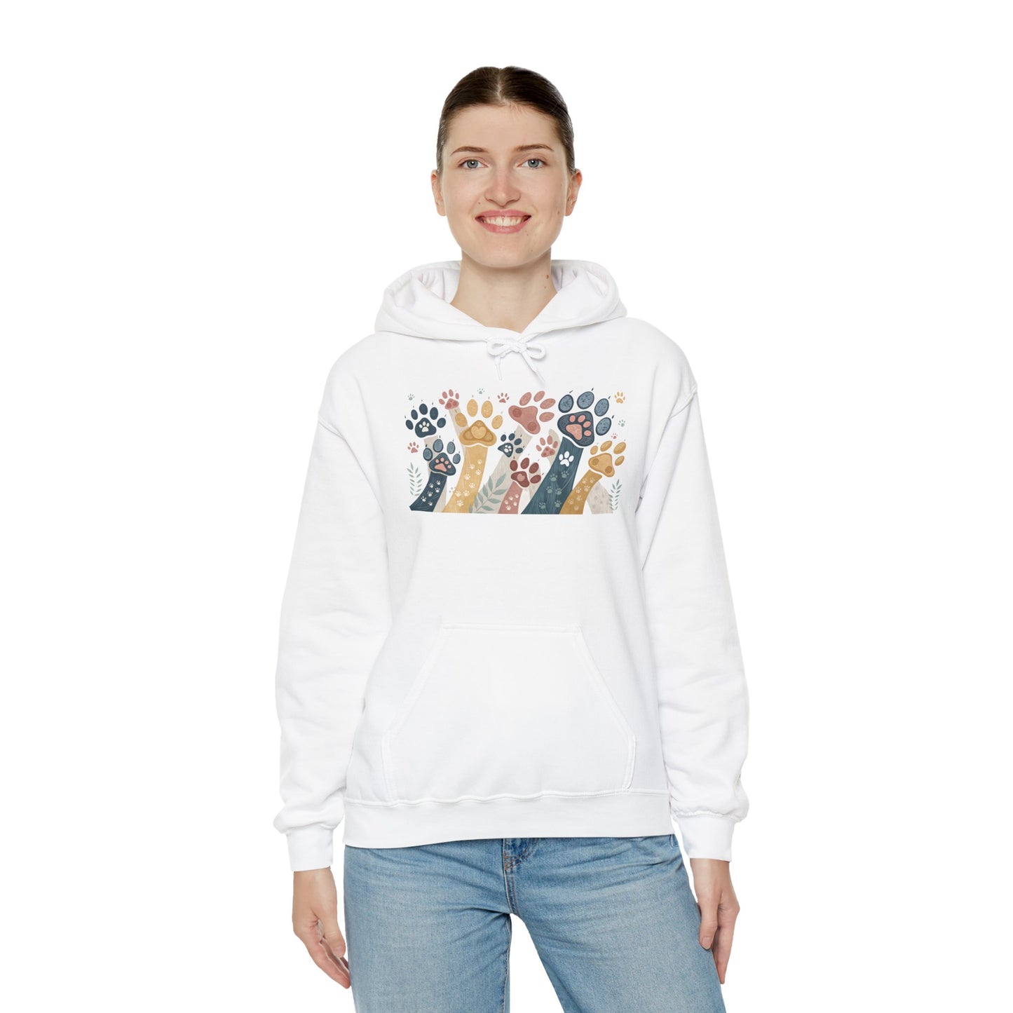Colorful Paw Print Hooded Sweatshirt - Perfect for Pet Lovers, Animal Enthusiasts, Gifts for Birthdays, Holidays, Cozy Casual Wear