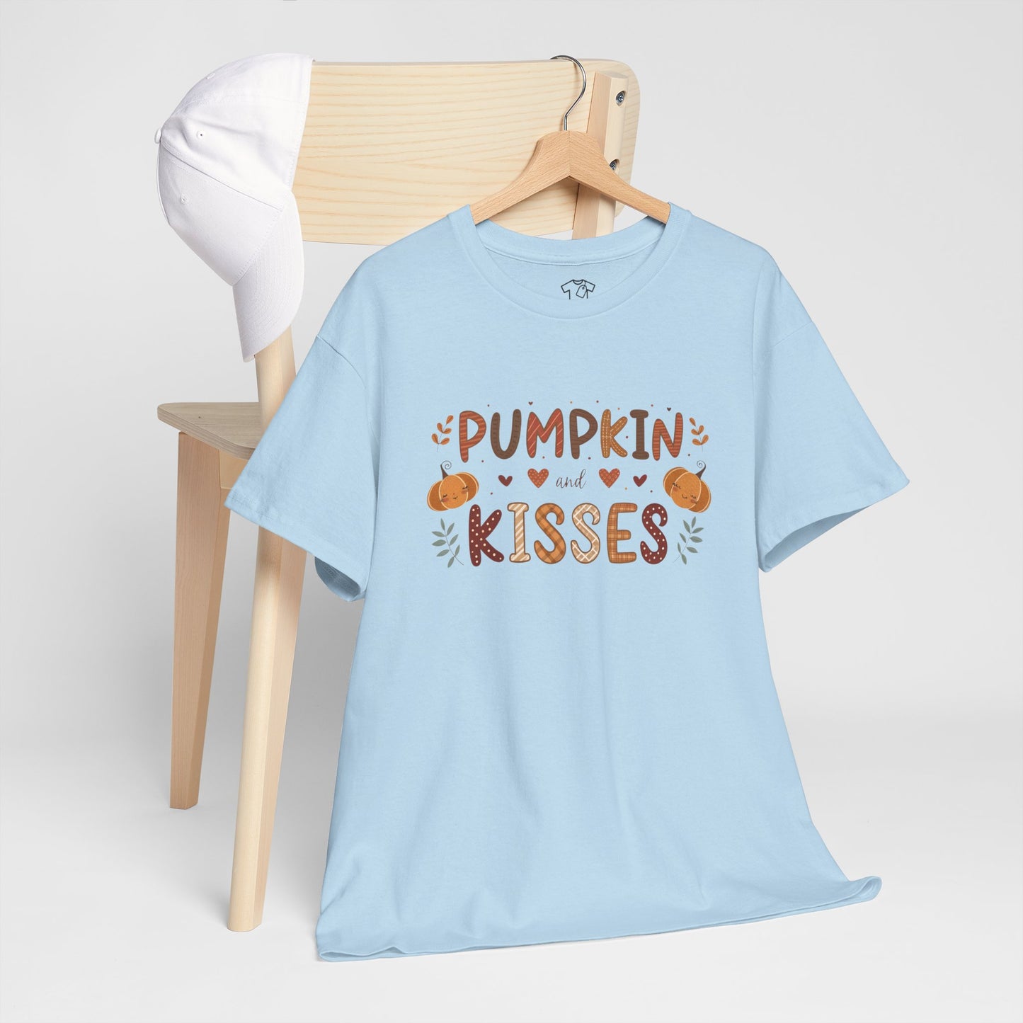 Fall Vibes Unisex Heavy Cotton Tee - Pumpkin Kisses Tee, Autumn Shirt, Halloween Apparel, Cozy Fall Outfit, Seasonal Gift