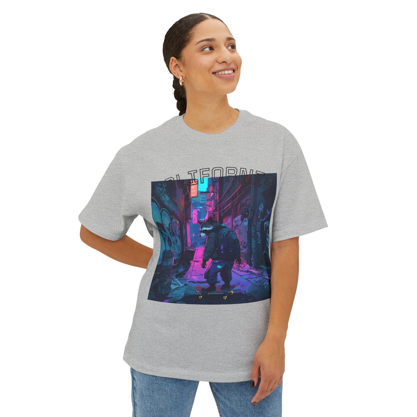 Vibrant Street Art Boxy Tee, Oversized Graphic Tee, Casual Wear, Urban Outfit, Gift for Art Lovers, Trendy Summer Top