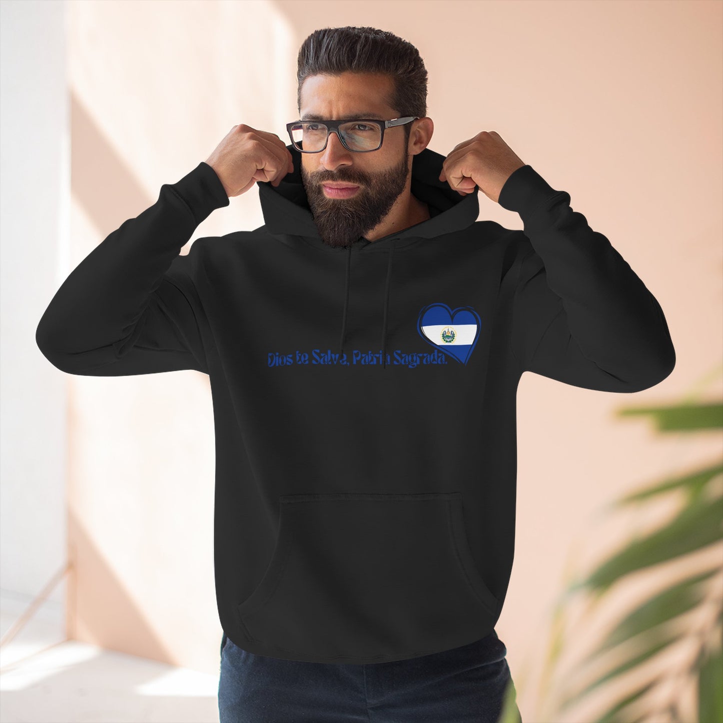Heartfelt Fleece Hoodie, Celebrate Salvadorean Independence, Fall Wardrobe Essential, Cozy Gift for Nature Lovers, Perfect for September Events
