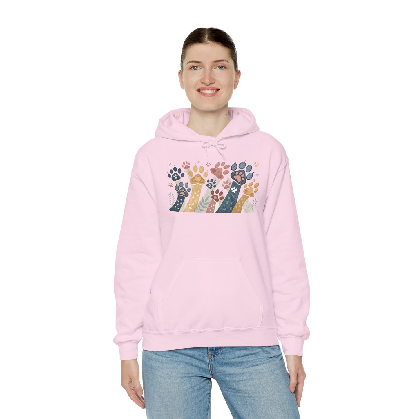 Colorful Paw Print Hooded Sweatshirt - Perfect for Pet Lovers, Animal Enthusiasts, Gifts for Birthdays, Holidays, Cozy Casual Wear