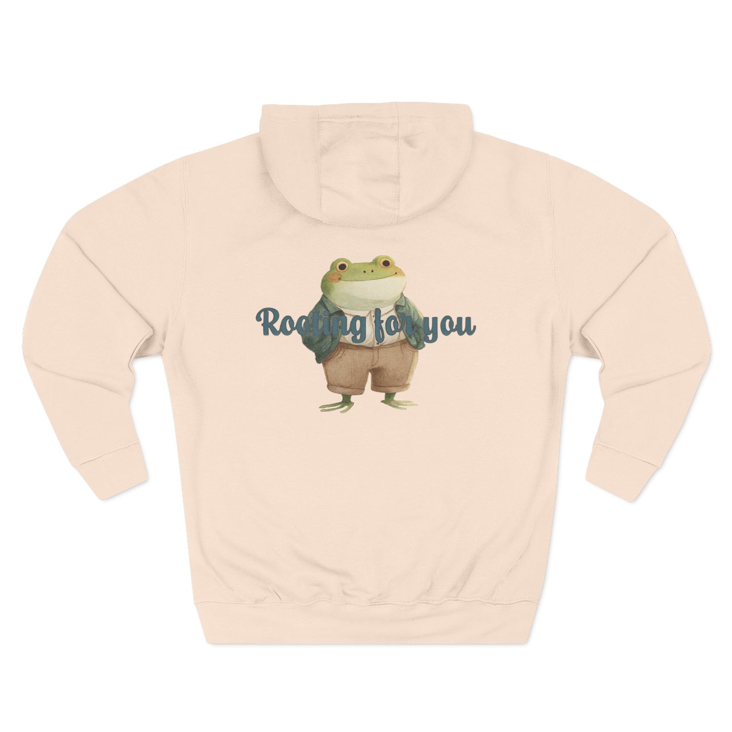 Encouraging Frog Fleece Hoodie, Gift for Friends, Motivational Apparel, Cute Animal Sweatshirt, Supportive Layering Piece