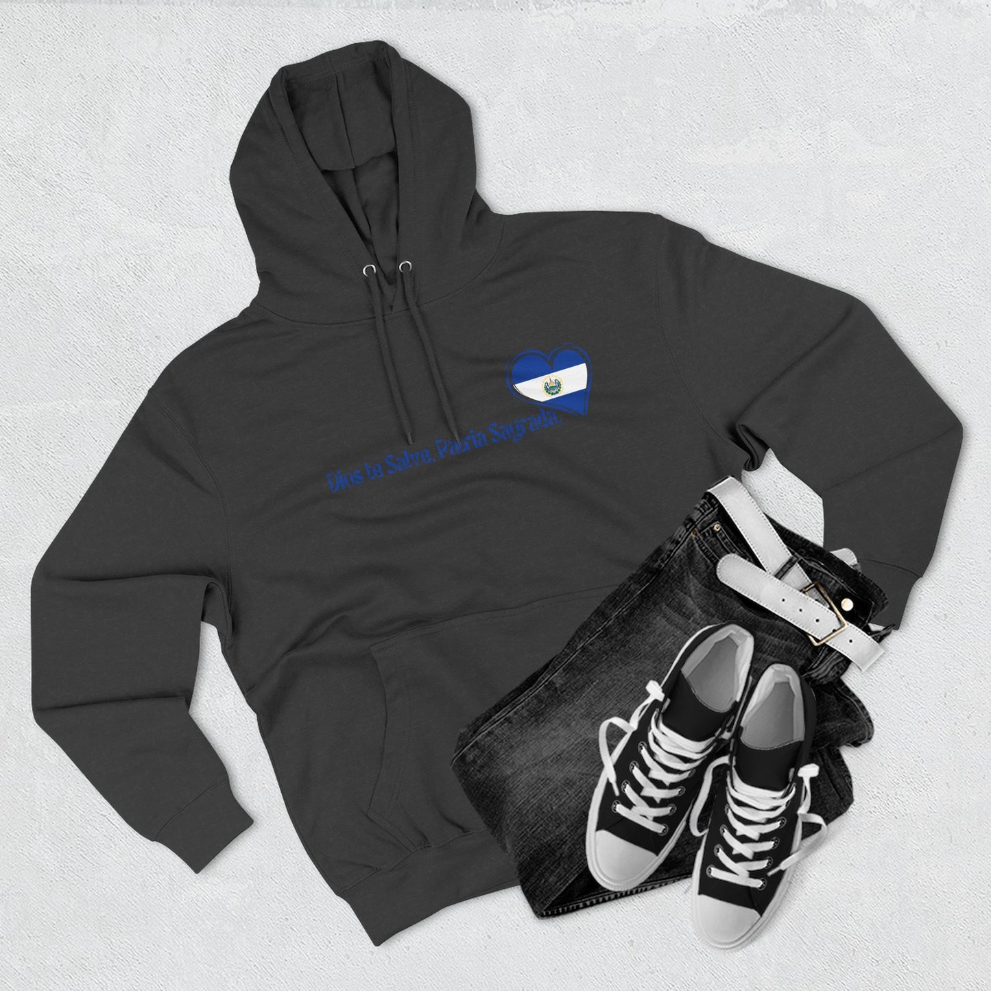 Heartfelt Fleece Hoodie, Celebrate Salvadorean Independence, Fall Wardrobe Essential, Cozy Gift for Nature Lovers, Perfect for September Events