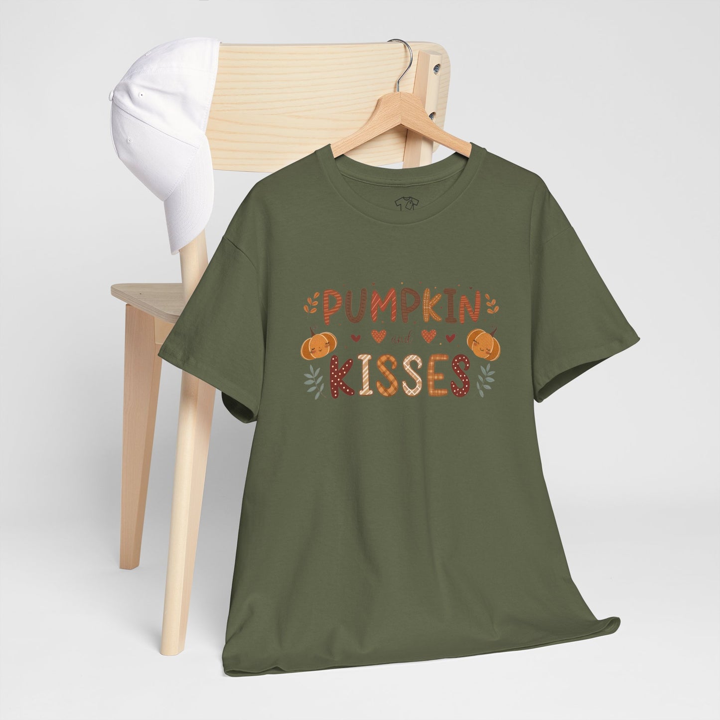 Fall Vibes Unisex Heavy Cotton Tee - Pumpkin Kisses Tee, Autumn Shirt, Halloween Apparel, Cozy Fall Outfit, Seasonal Gift