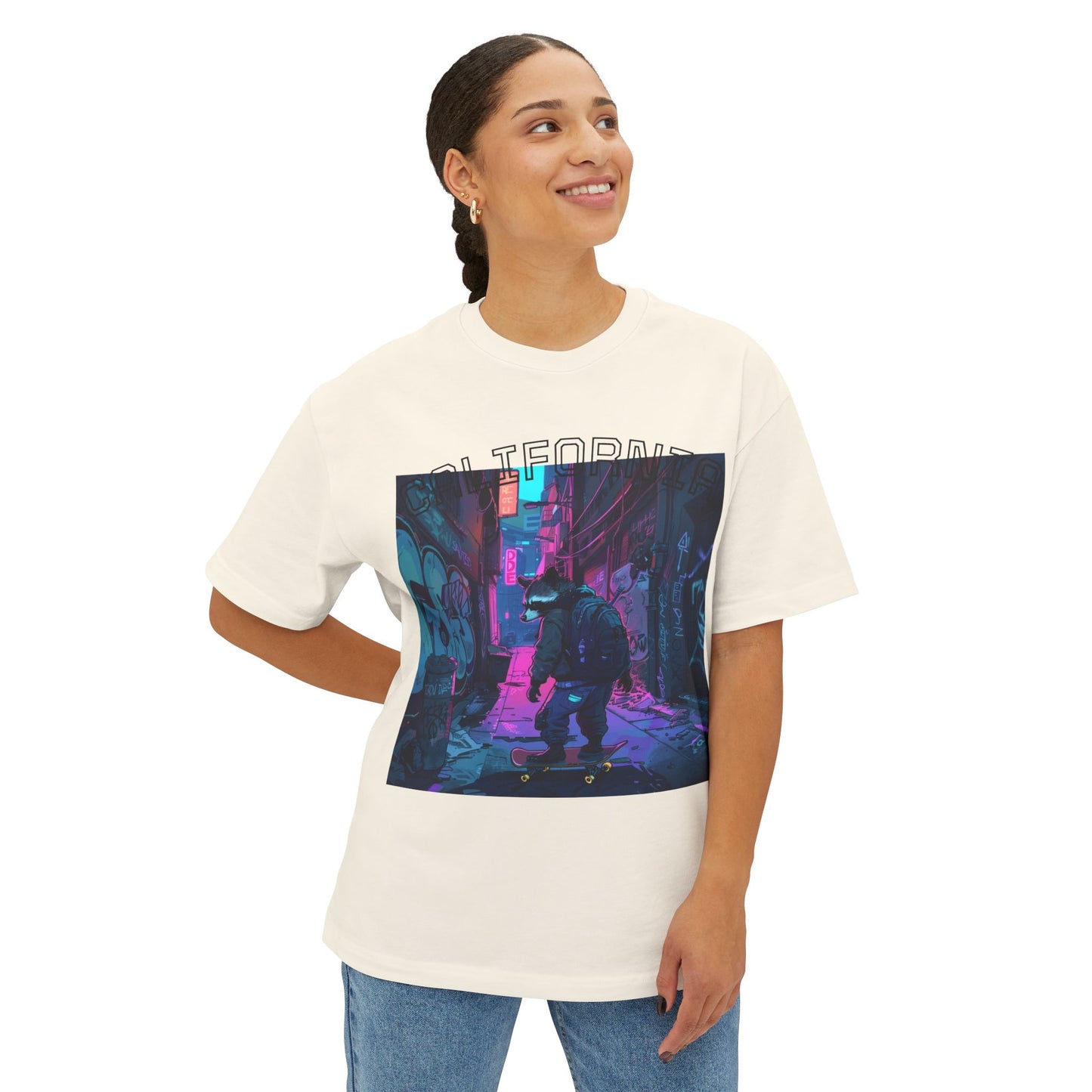 Vibrant Street Art Boxy Tee, Oversized Graphic Tee, Casual Wear, Urban Outfit, Gift for Art Lovers, Trendy Summer Top