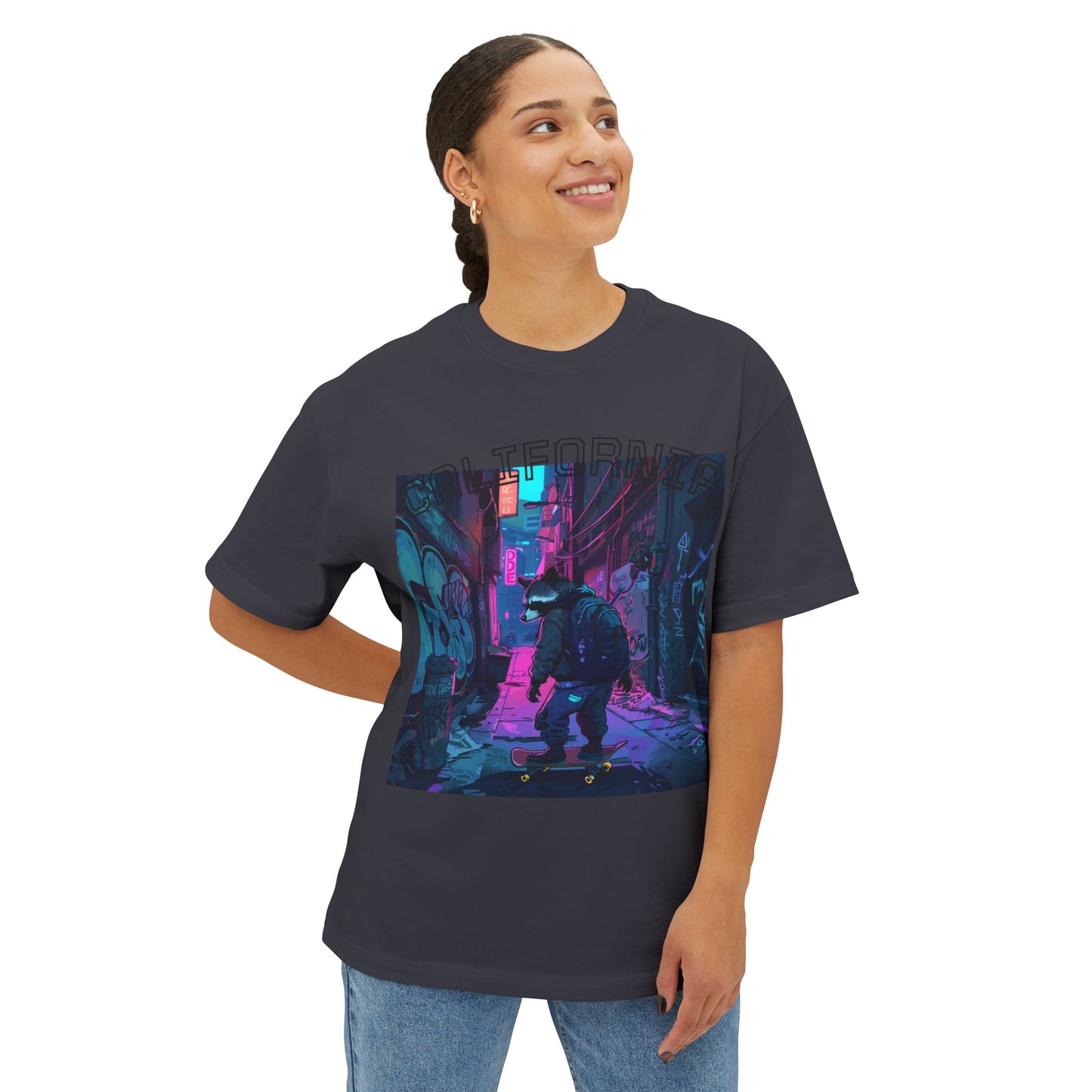 Vibrant Street Art Boxy Tee, Oversized Graphic Tee, Casual Wear, Urban Outfit, Gift for Art Lovers, Trendy Summer Top