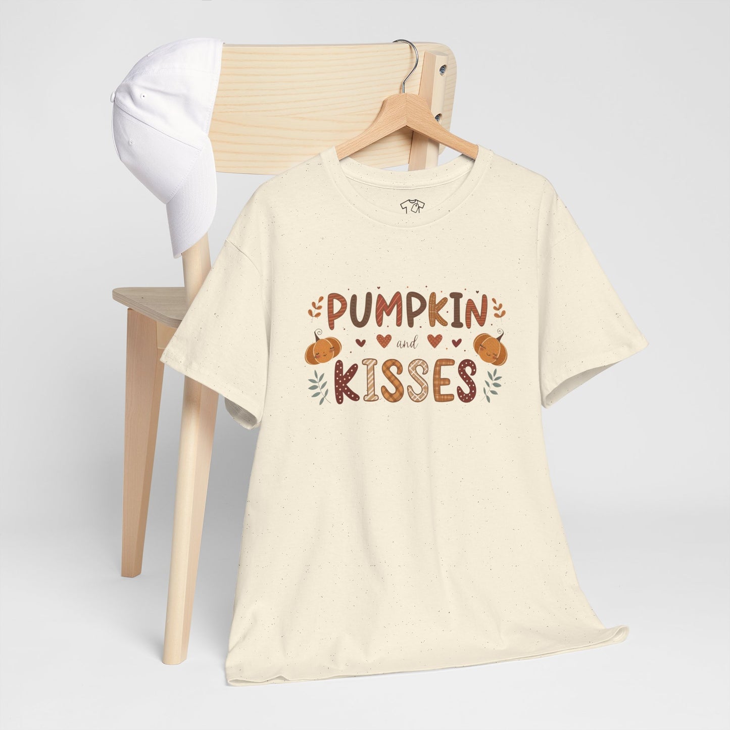 Fall Vibes Unisex Heavy Cotton Tee - Pumpkin Kisses Tee, Autumn Shirt, Halloween Apparel, Cozy Fall Outfit, Seasonal Gift