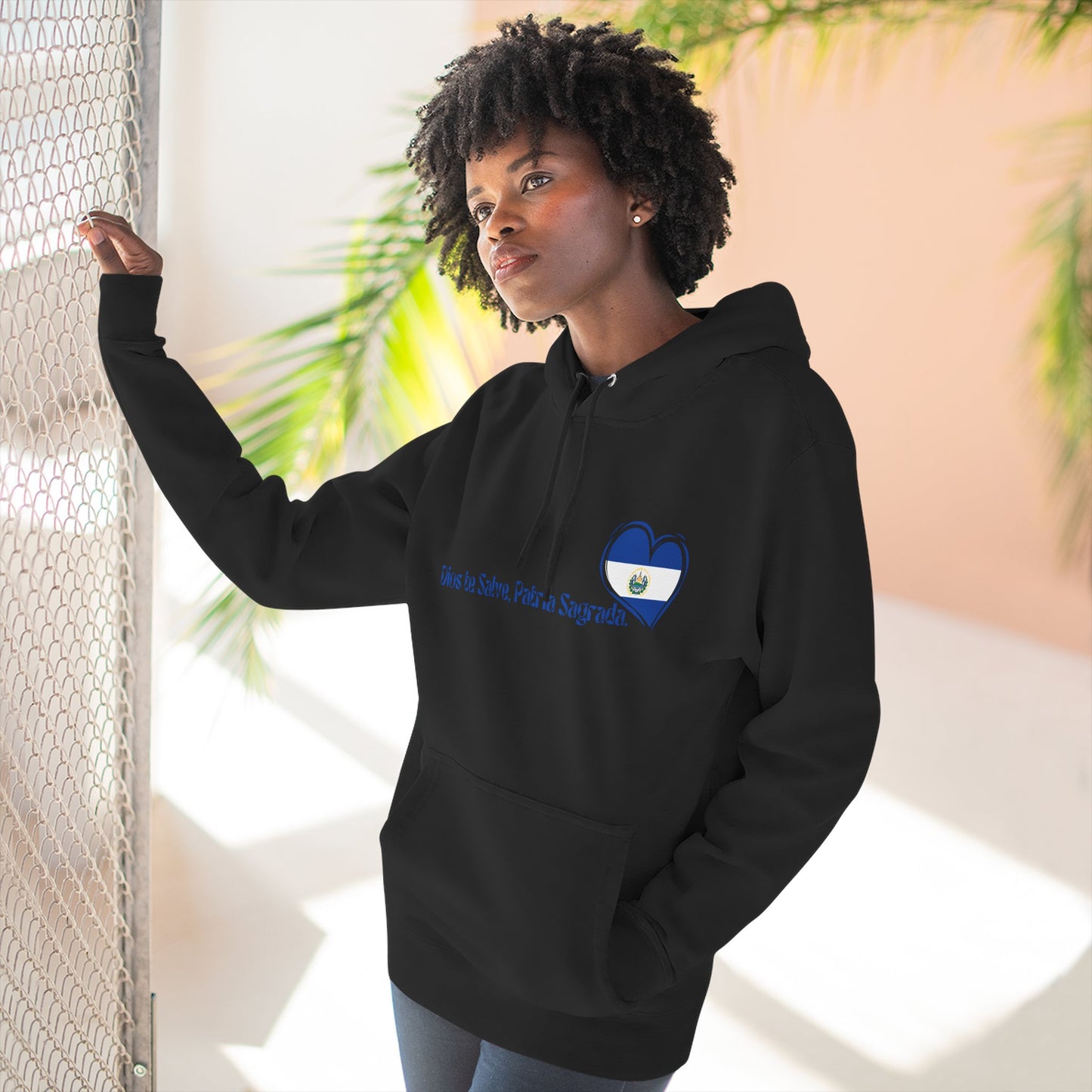Heartfelt Fleece Hoodie, Celebrate Salvadorean Independence, Fall Wardrobe Essential, Cozy Gift for Nature Lovers, Perfect for September Events