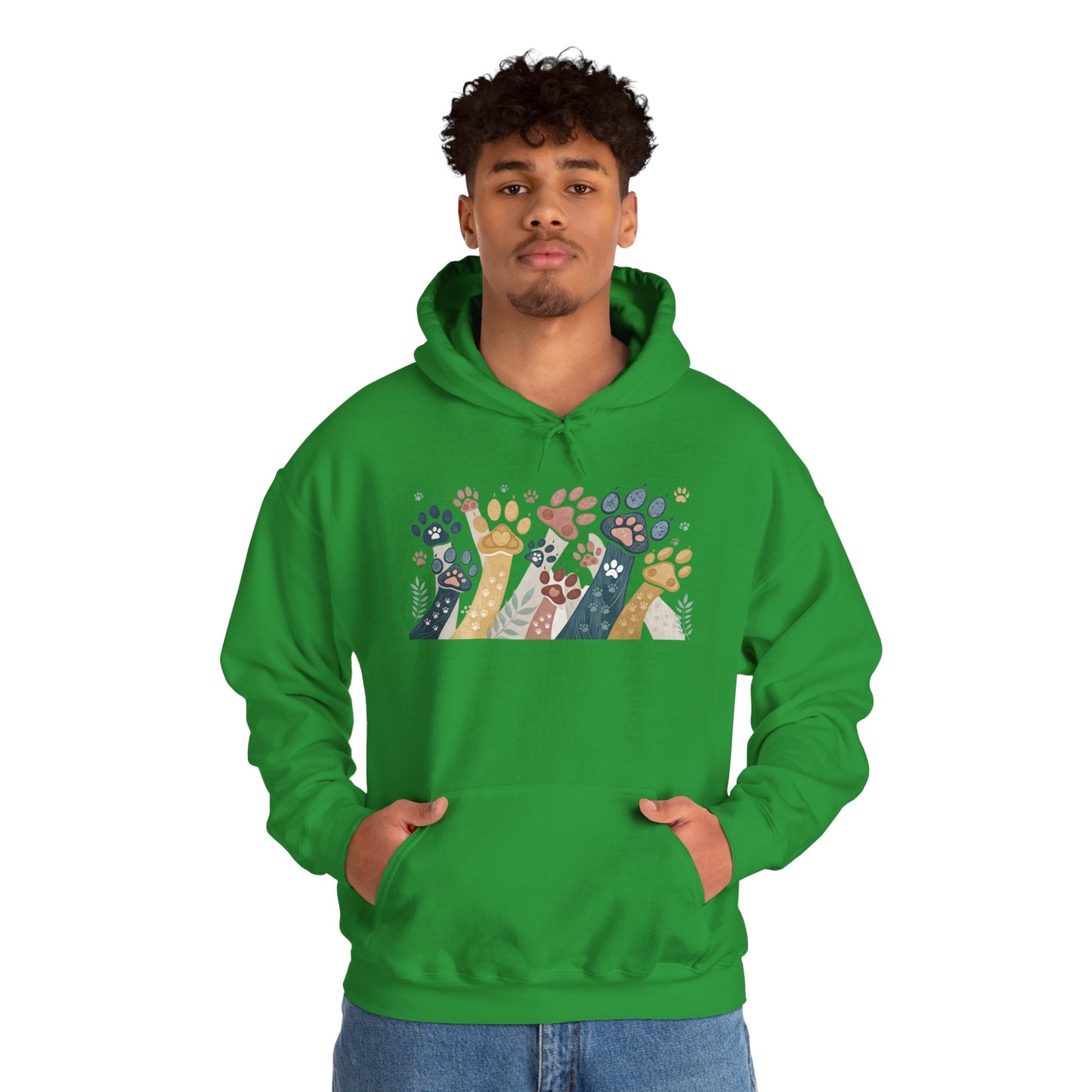 Colorful Paw Print Hooded Sweatshirt - Perfect for Pet Lovers, Animal Enthusiasts, Gifts for Birthdays, Holidays, Cozy Casual Wear