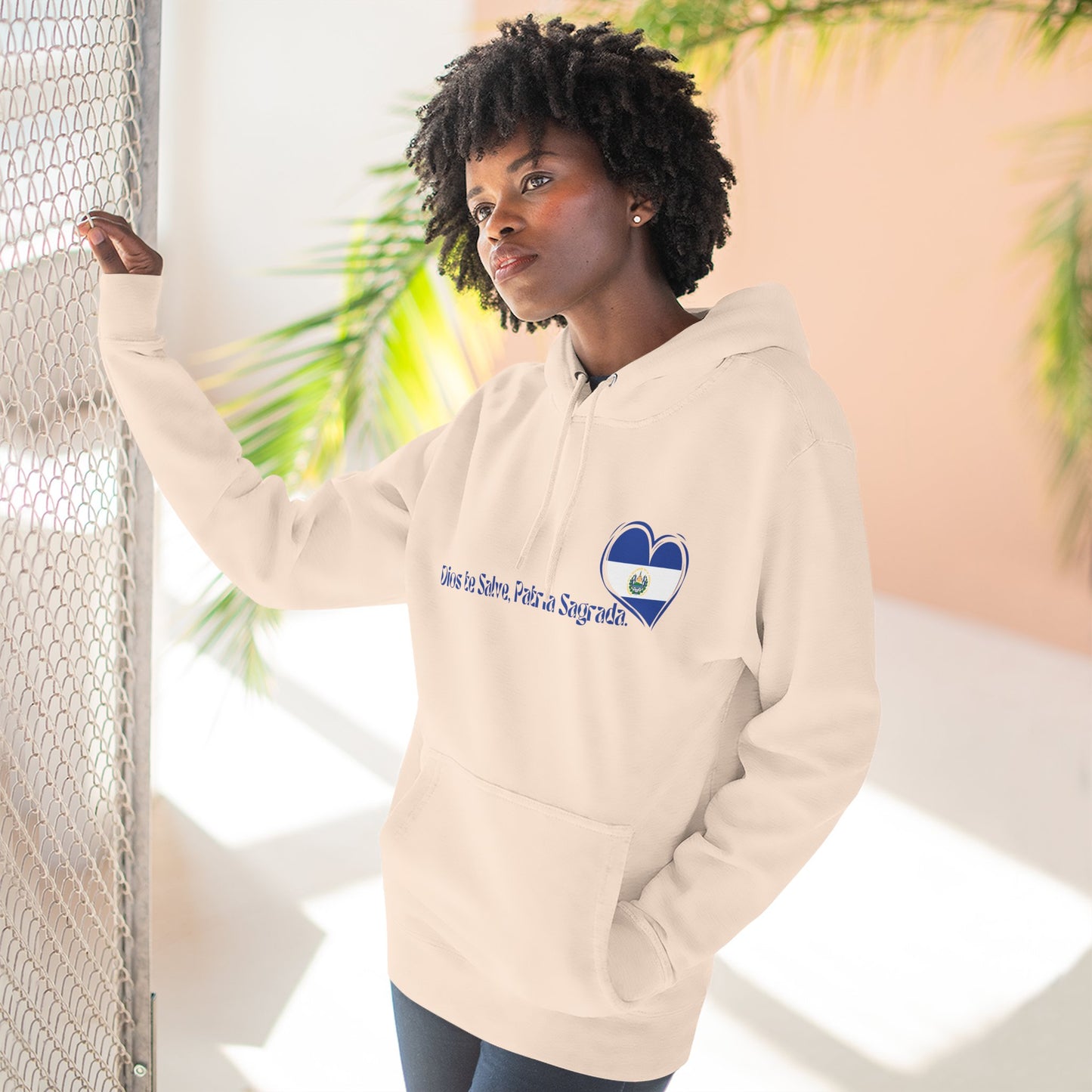 Heartfelt Fleece Hoodie, Celebrate Salvadorean Independence, Fall Wardrobe Essential, Cozy Gift for Nature Lovers, Perfect for September Events