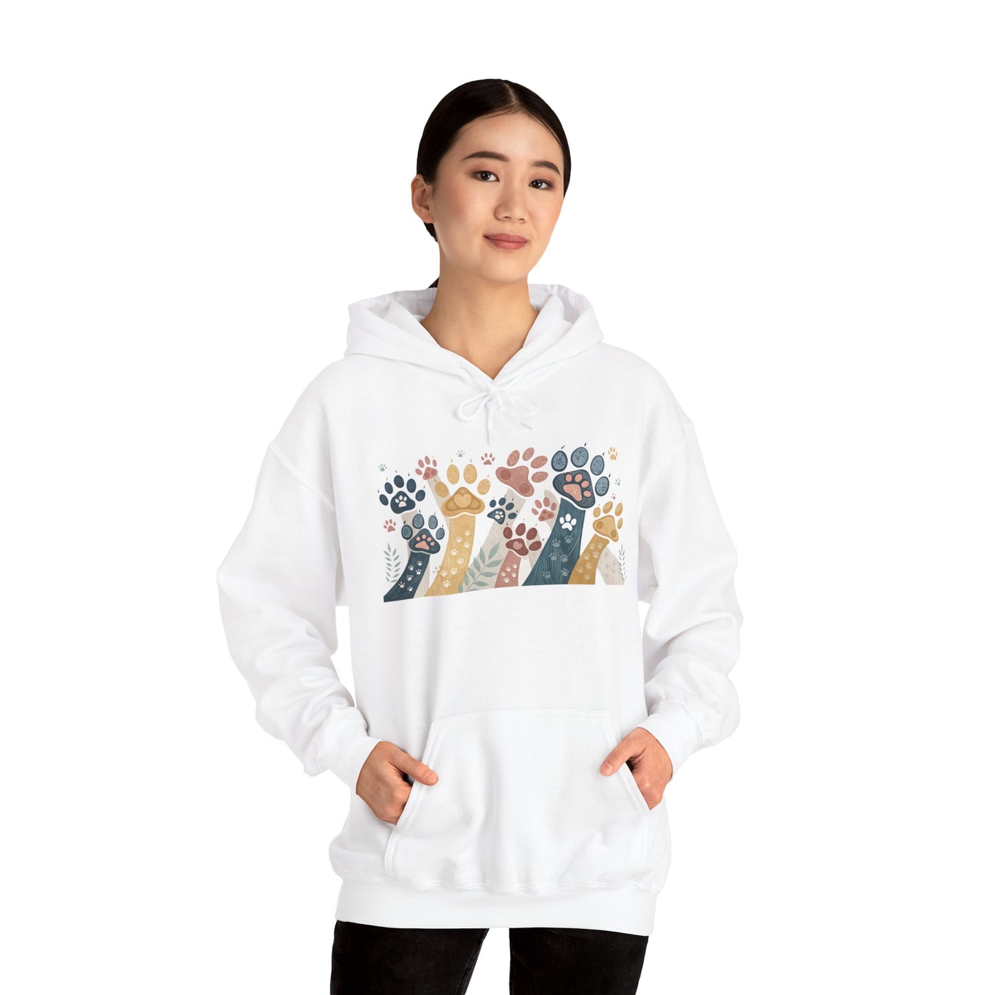 Colorful Paw Print Hooded Sweatshirt - Perfect for Pet Lovers, Animal Enthusiasts, Gifts for Birthdays, Holidays, Cozy Casual Wear