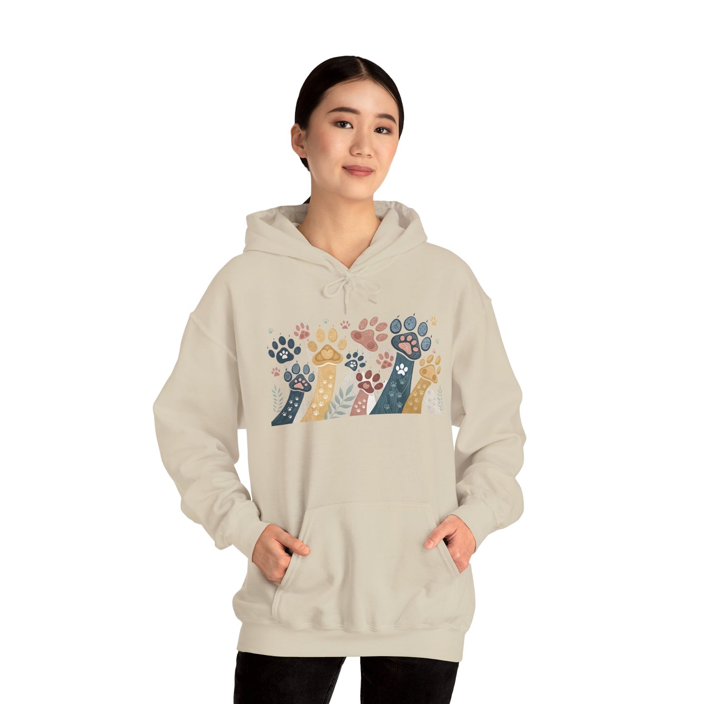 Colorful Paw Print Hooded Sweatshirt - Perfect for Pet Lovers, Animal Enthusiasts, Gifts for Birthdays, Holidays, Cozy Casual Wear