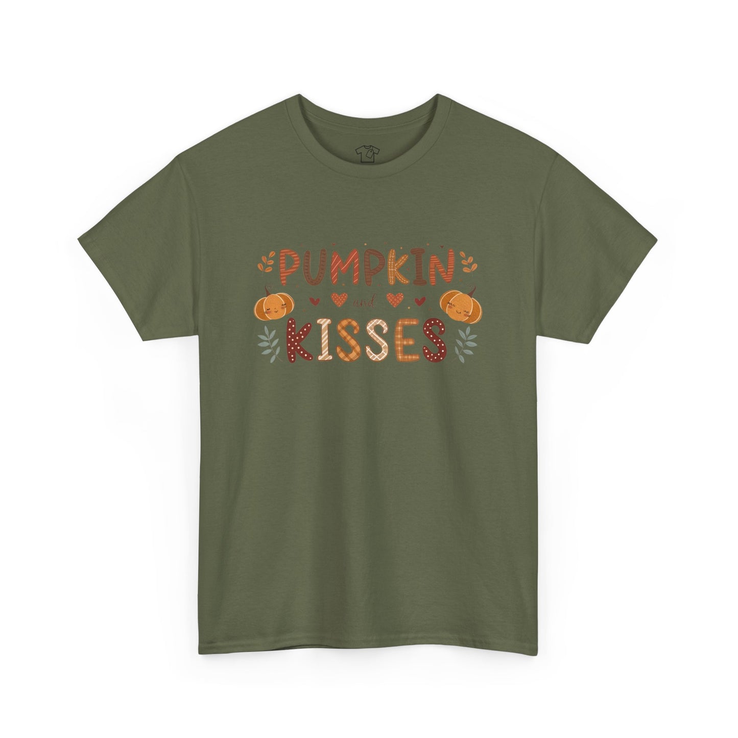 Fall Vibes Unisex Heavy Cotton Tee - Pumpkin Kisses Tee, Autumn Shirt, Halloween Apparel, Cozy Fall Outfit, Seasonal Gift