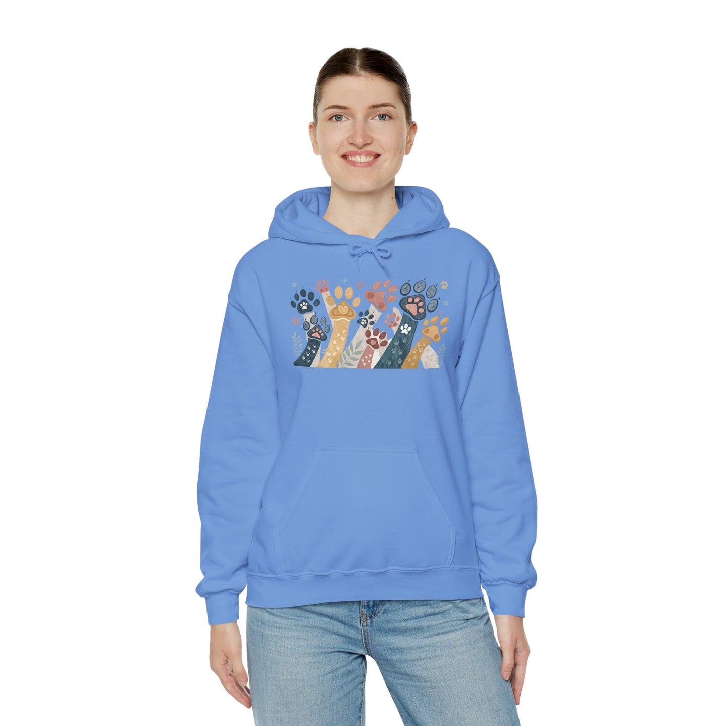 Colorful Paw Print Hooded Sweatshirt - Perfect for Pet Lovers, Animal Enthusiasts, Gifts for Birthdays, Holidays, Cozy Casual Wear