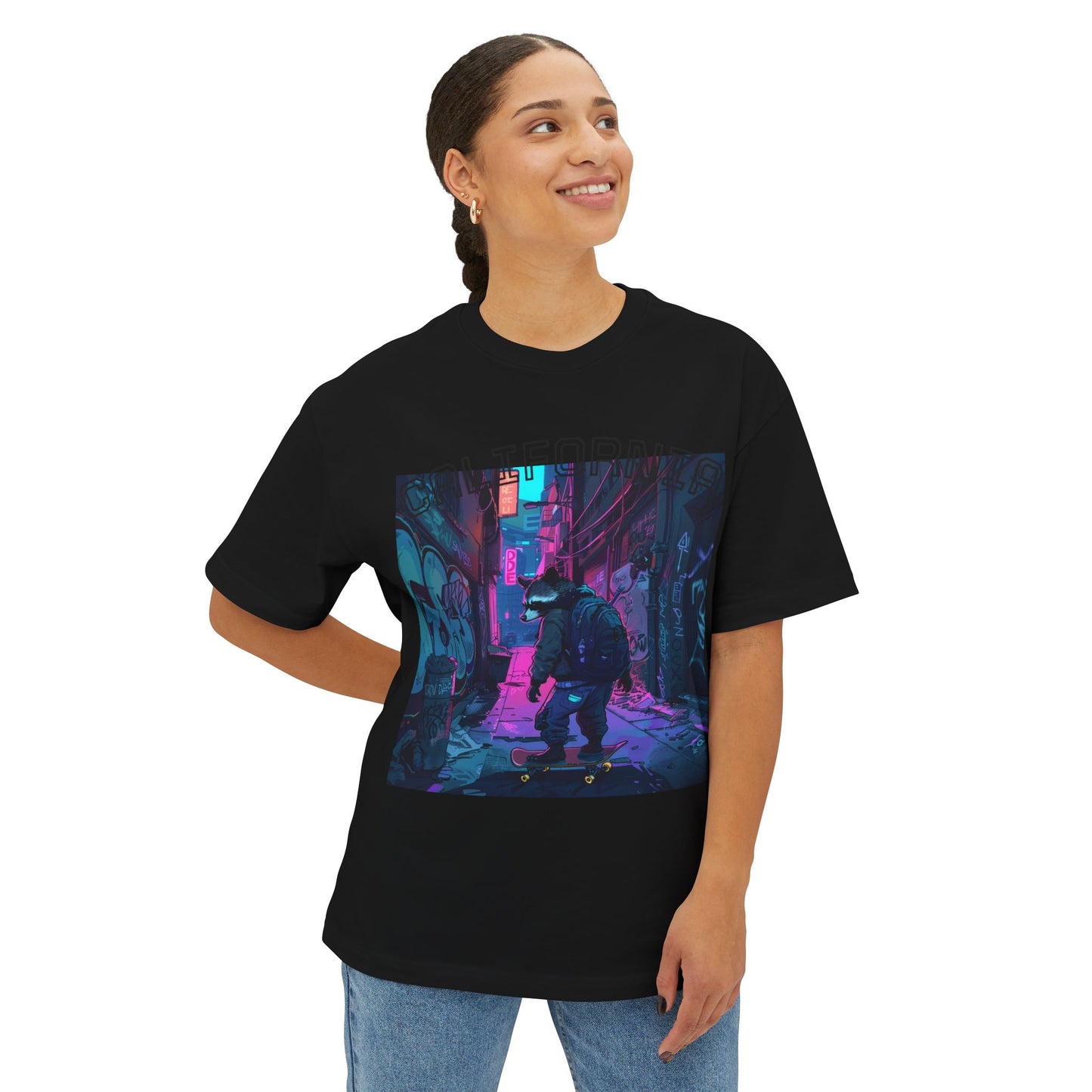 Vibrant Street Art Boxy Tee, Oversized Graphic Tee, Casual Wear, Urban Outfit, Gift for Art Lovers, Trendy Summer Top