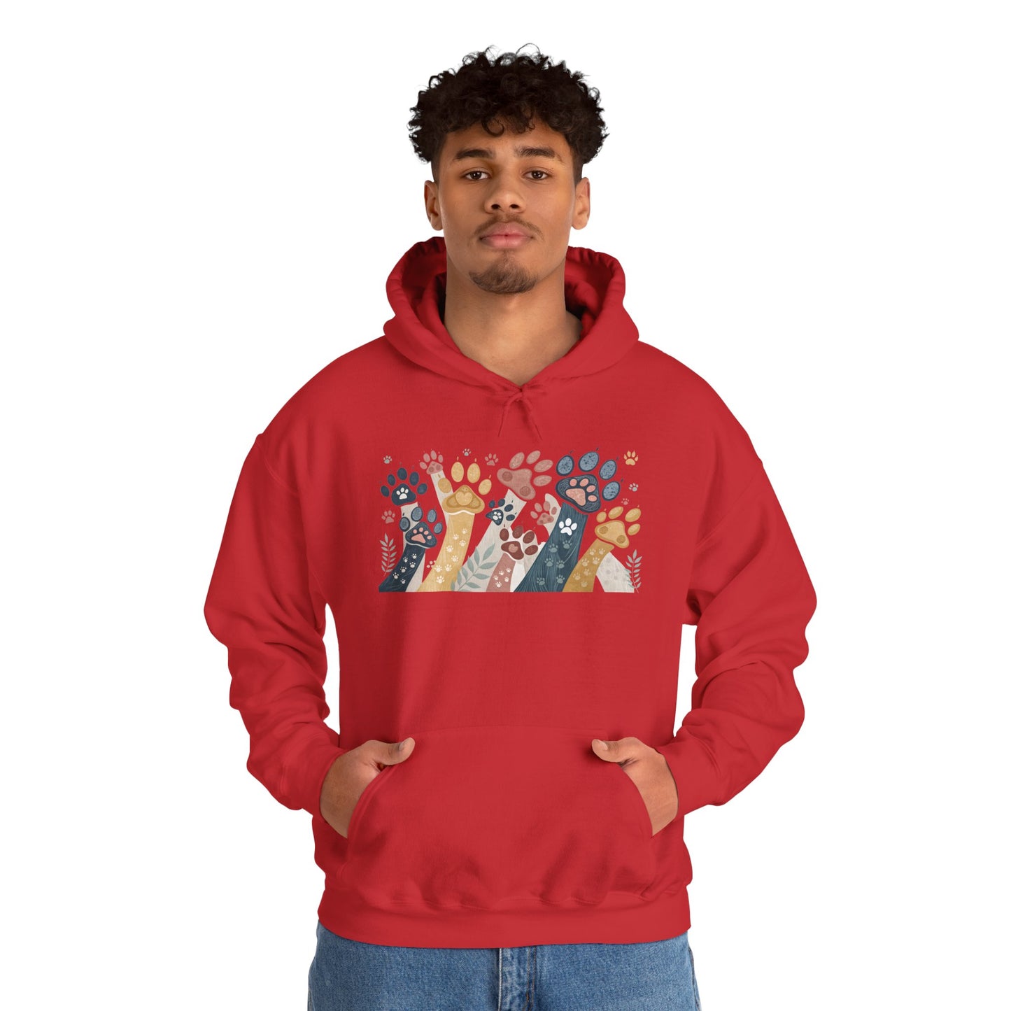 Colorful Paw Print Hooded Sweatshirt - Perfect for Pet Lovers, Animal Enthusiasts, Gifts for Birthdays, Holidays, Cozy Casual Wear