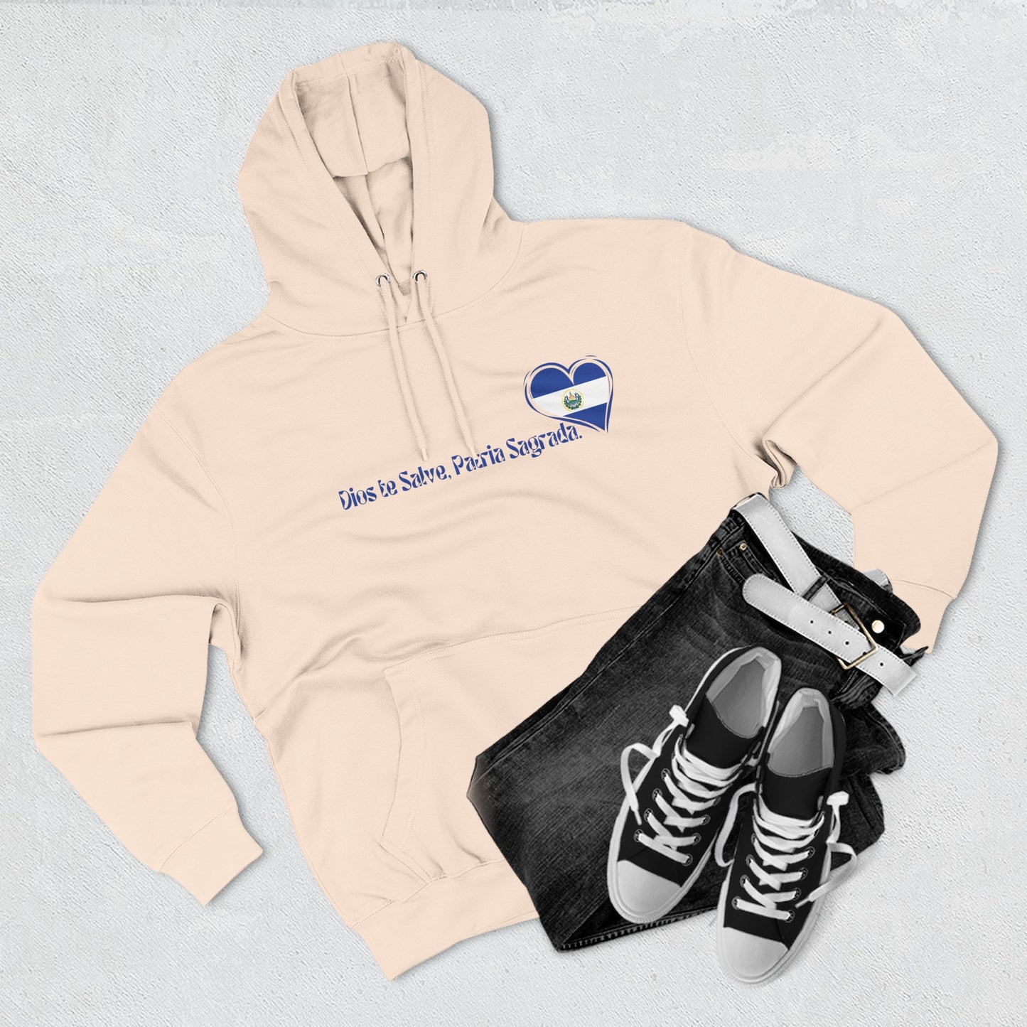 Heartfelt Fleece Hoodie, Celebrate Salvadorean Independence, Fall Wardrobe Essential, Cozy Gift for Nature Lovers, Perfect for September Events