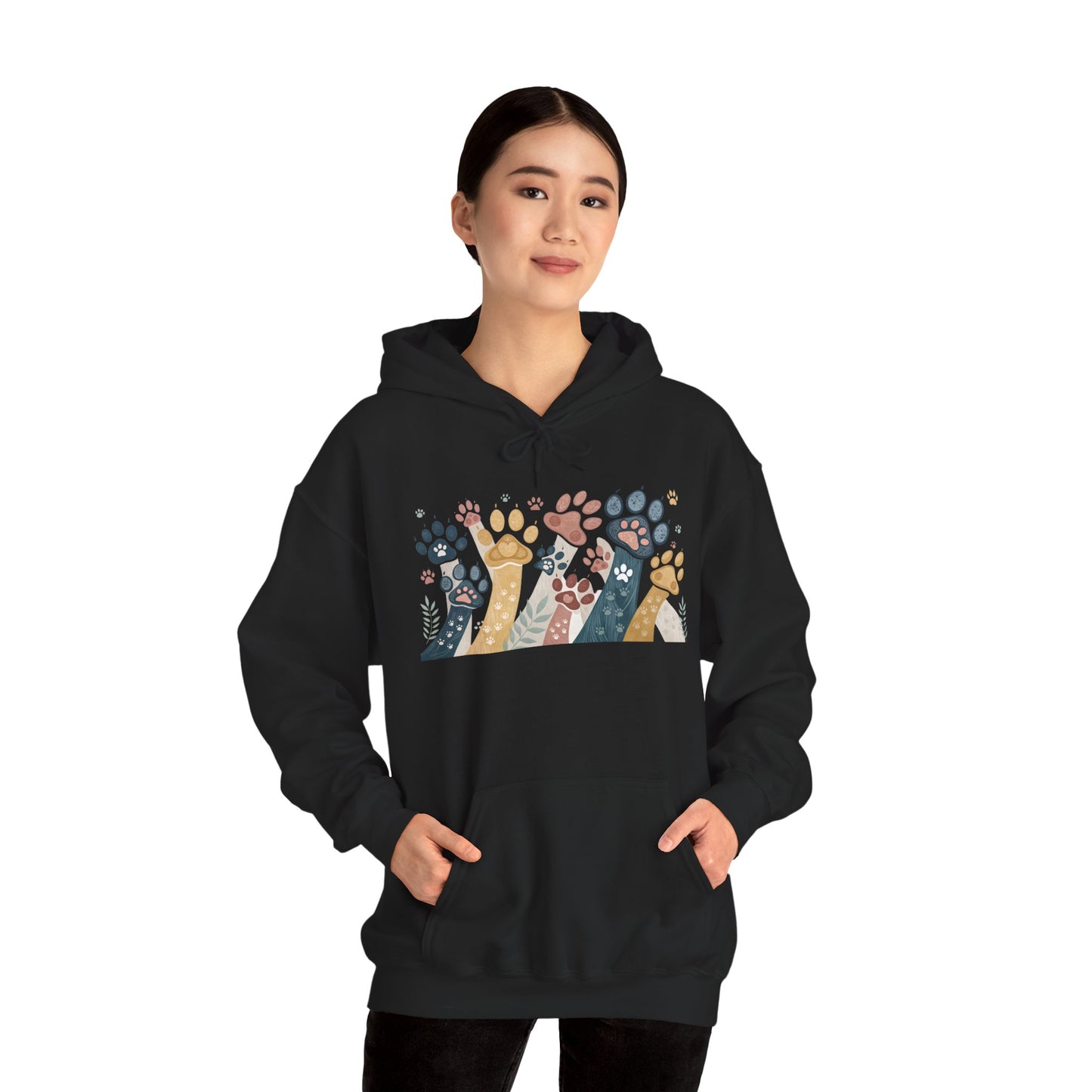 Colorful Paw Print Hooded Sweatshirt - Perfect for Pet Lovers, Animal Enthusiasts, Gifts for Birthdays, Holidays, Cozy Casual Wear