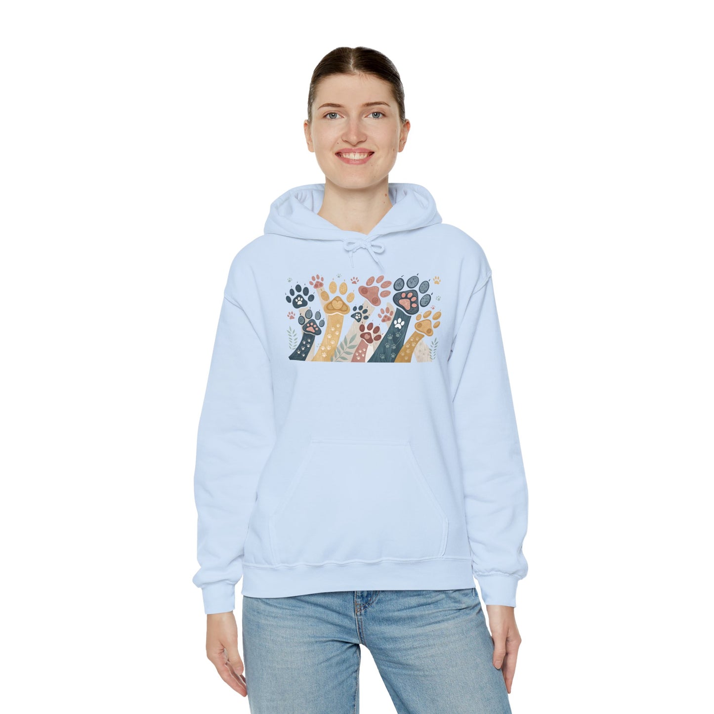 Colorful Paw Print Hooded Sweatshirt - Perfect for Pet Lovers, Animal Enthusiasts, Gifts for Birthdays, Holidays, Cozy Casual Wear
