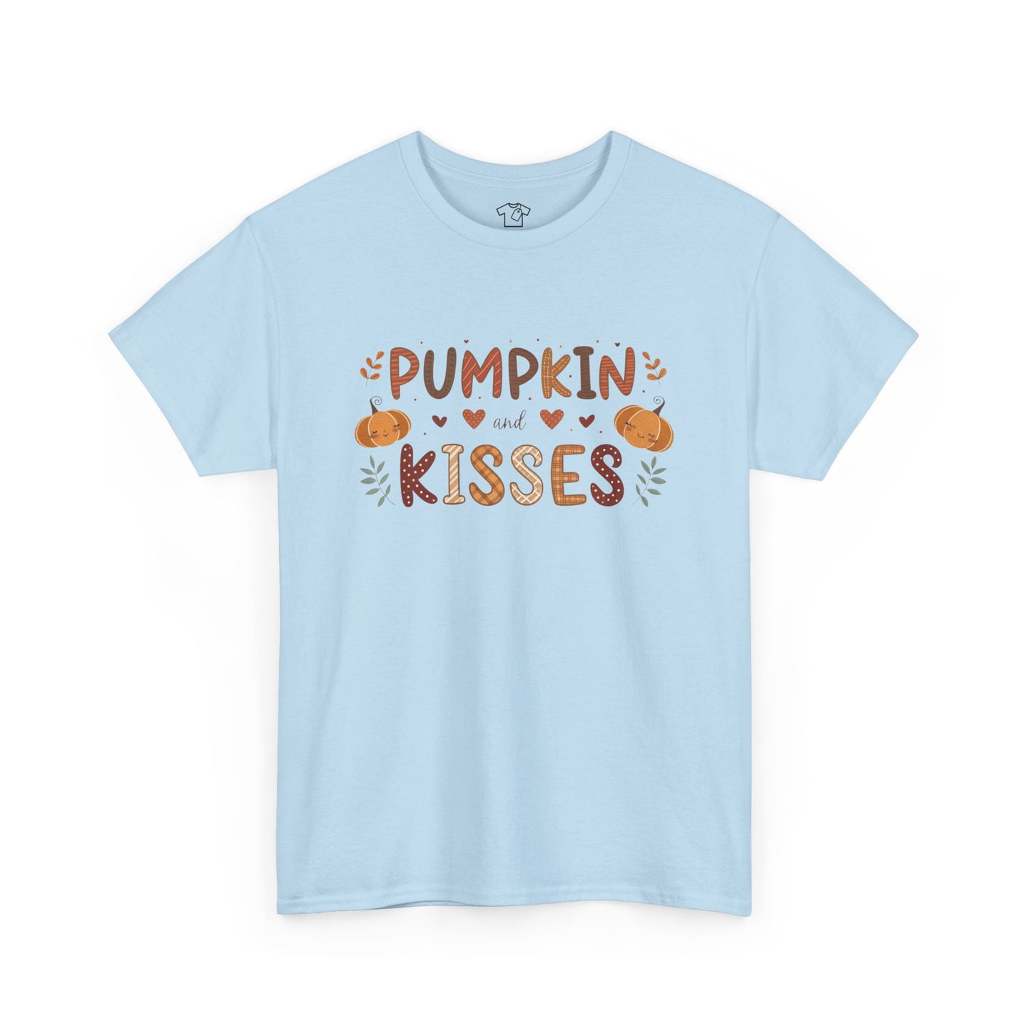 Fall Vibes Unisex Heavy Cotton Tee - Pumpkin Kisses Tee, Autumn Shirt, Halloween Apparel, Cozy Fall Outfit, Seasonal Gift