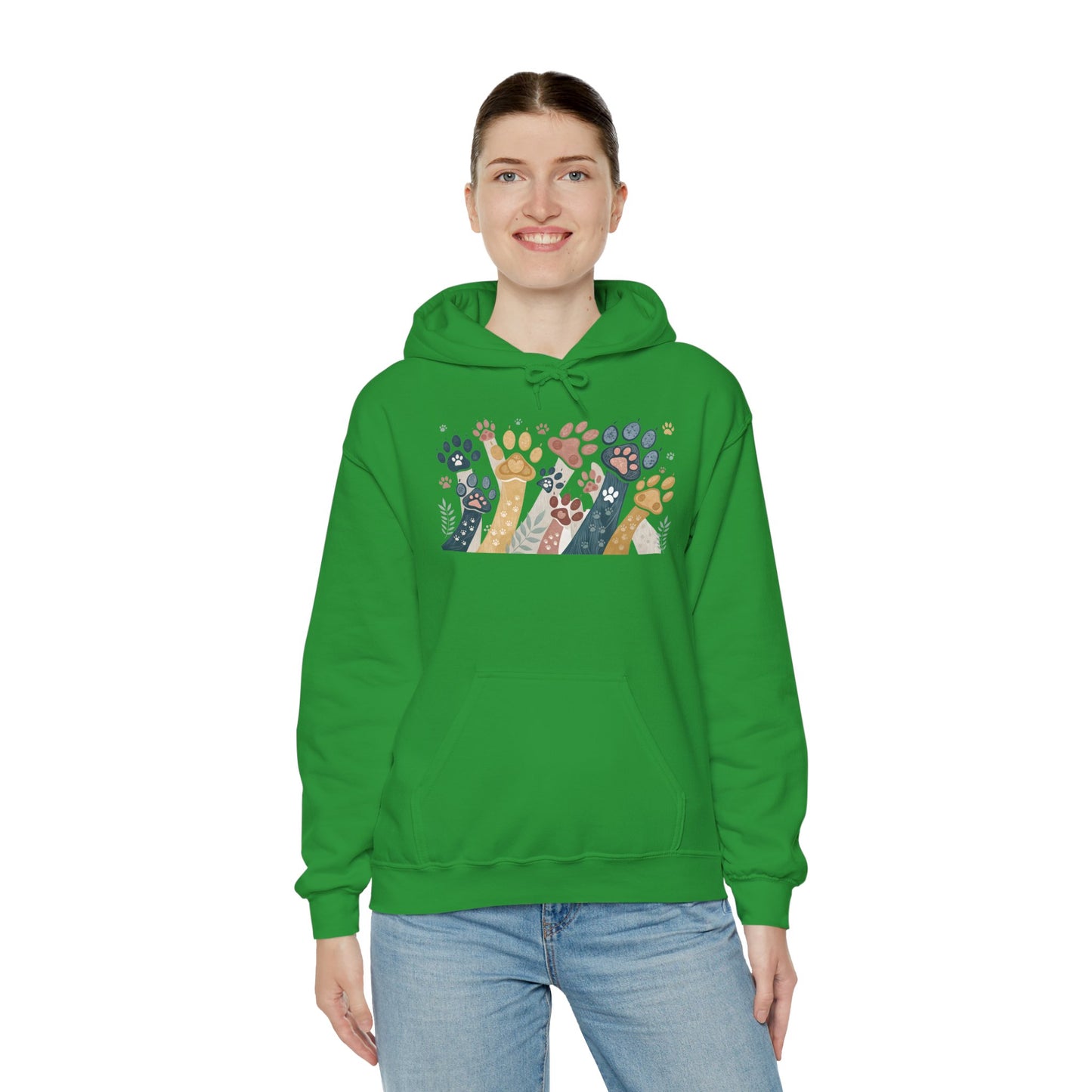 Colorful Paw Print Hooded Sweatshirt - Perfect for Pet Lovers, Animal Enthusiasts, Gifts for Birthdays, Holidays, Cozy Casual Wear