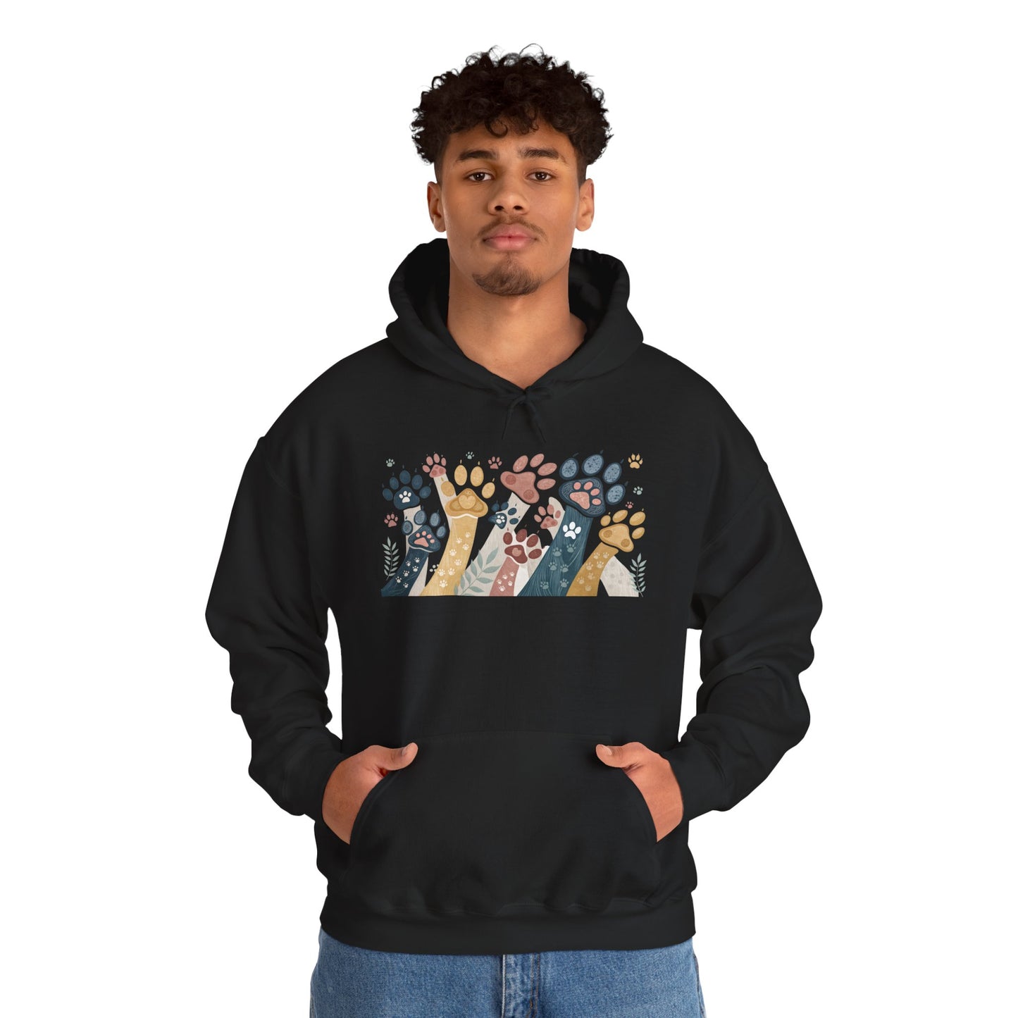 Colorful Paw Print Hooded Sweatshirt - Perfect for Pet Lovers, Animal Enthusiasts, Gifts for Birthdays, Holidays, Cozy Casual Wear