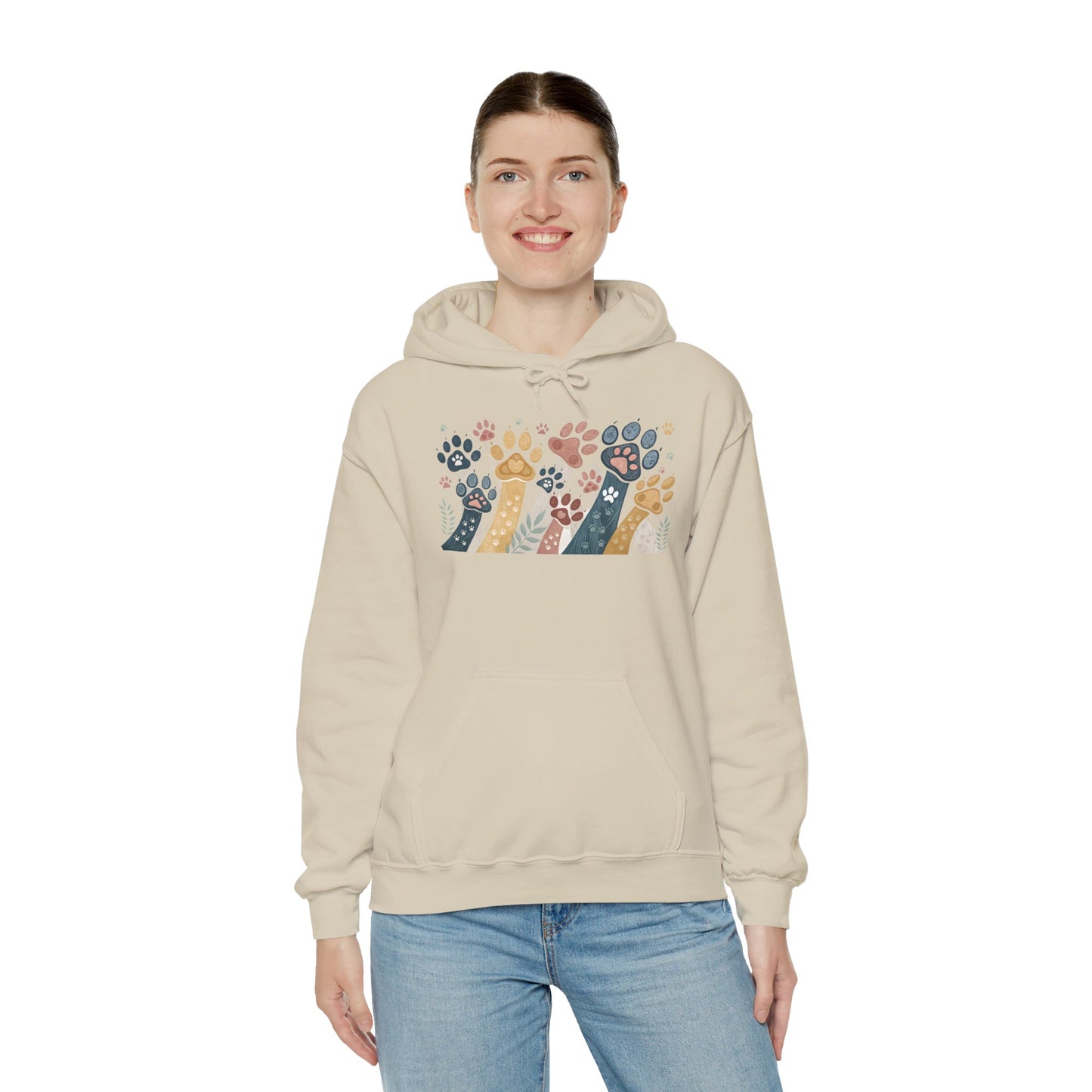 Colorful Paw Print Hooded Sweatshirt - Perfect for Pet Lovers, Animal Enthusiasts, Gifts for Birthdays, Holidays, Cozy Casual Wear