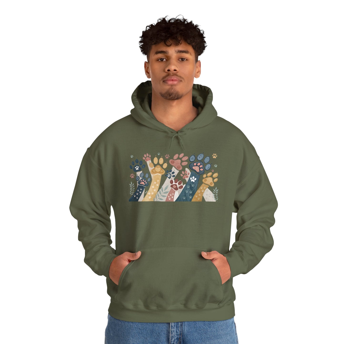 Colorful Paw Print Hooded Sweatshirt - Perfect for Pet Lovers, Animal Enthusiasts, Gifts for Birthdays, Holidays, Cozy Casual Wear