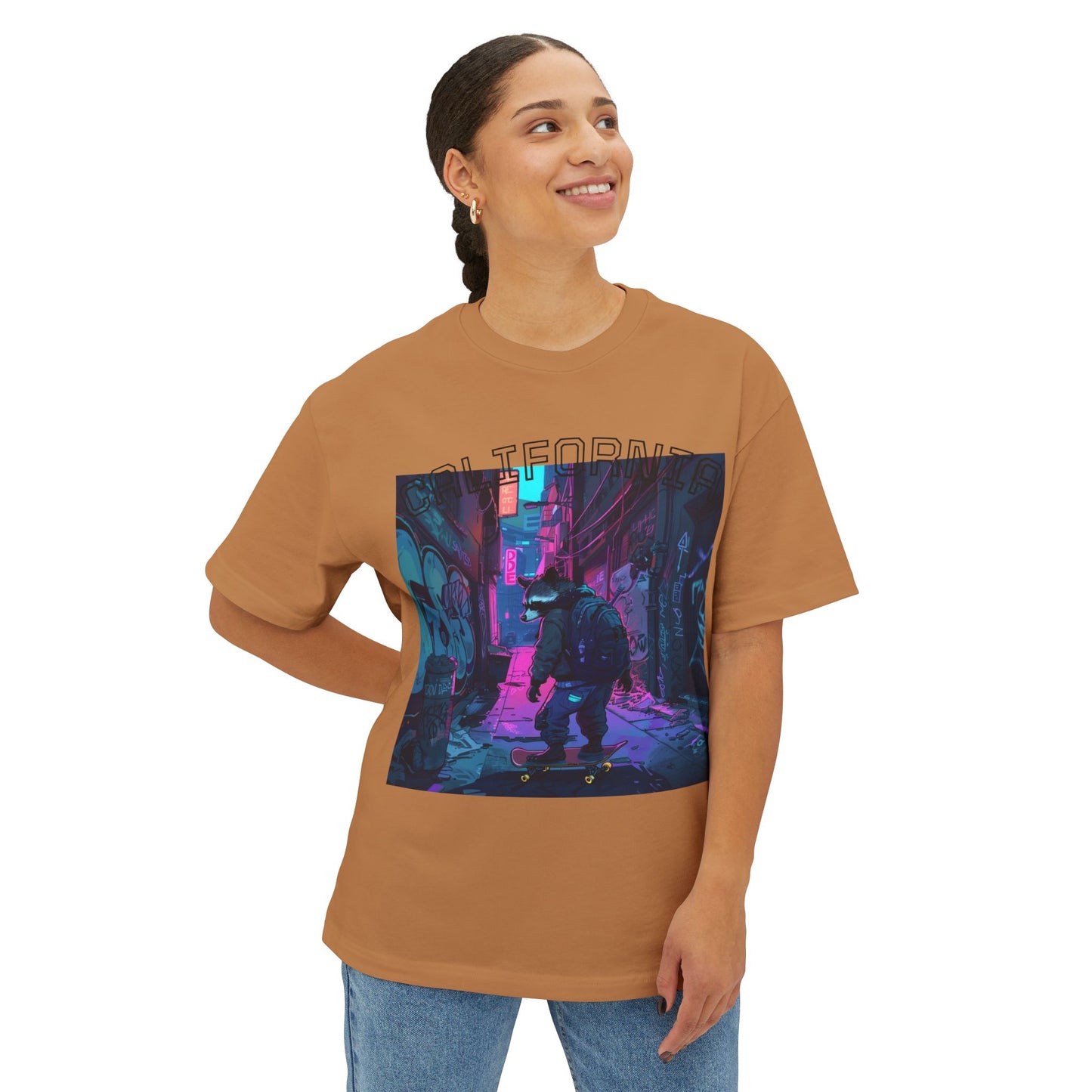 Vibrant Street Art Boxy Tee, Oversized Graphic Tee, Casual Wear, Urban Outfit, Gift for Art Lovers, Trendy Summer Top