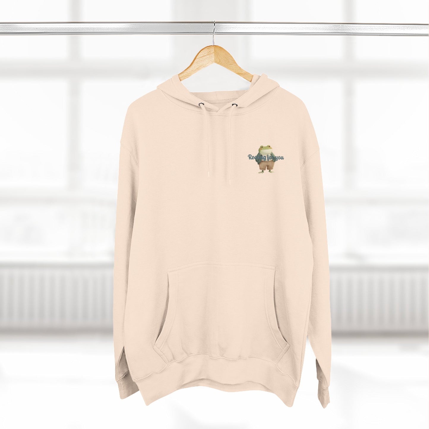 Encouraging Frog Fleece Hoodie, Gift for Friends, Motivational Apparel, Cute Animal Sweatshirt, Supportive Layering Piece