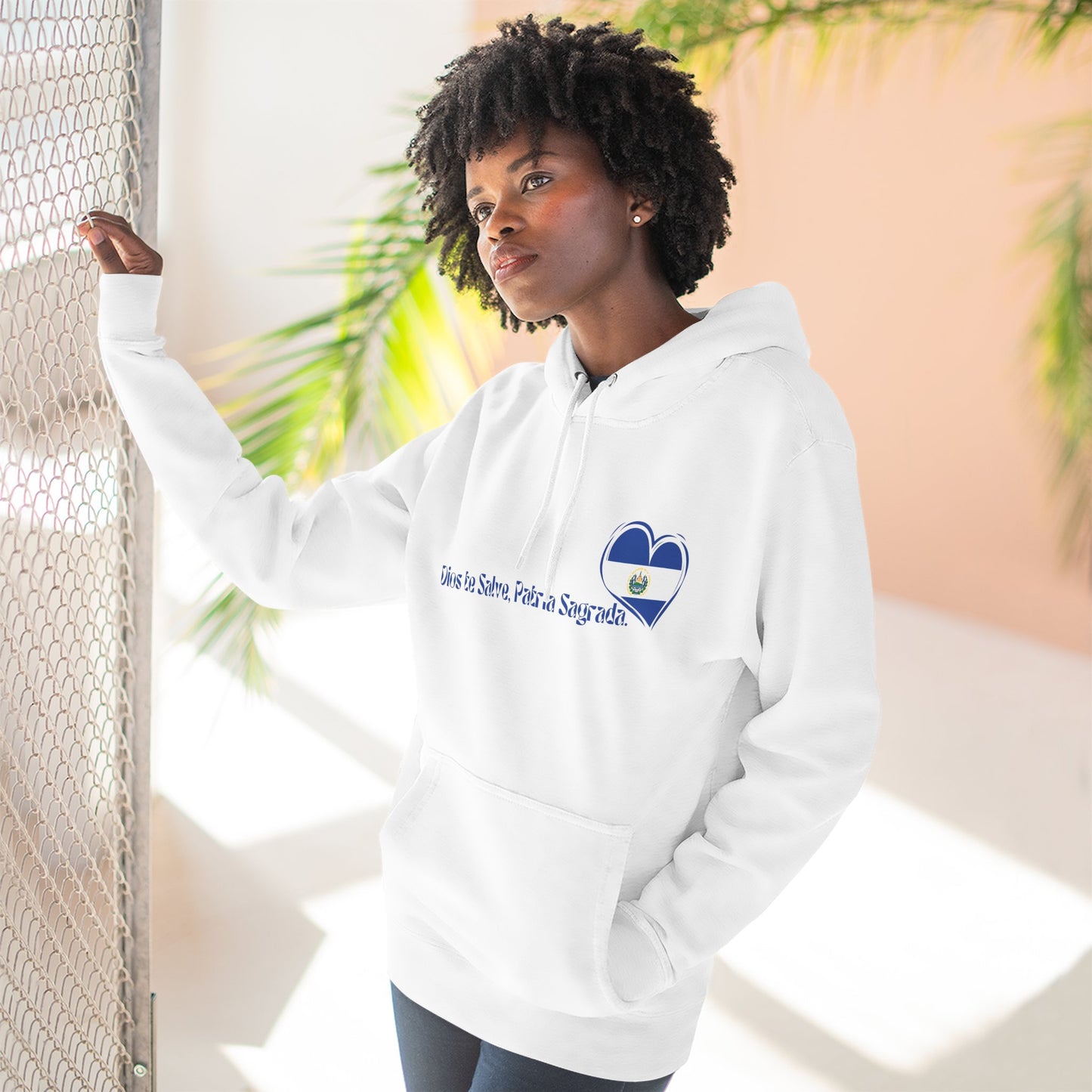 Heartfelt Fleece Hoodie, Celebrate Salvadorean Independence, Fall Wardrobe Essential, Cozy Gift for Nature Lovers, Perfect for September Events