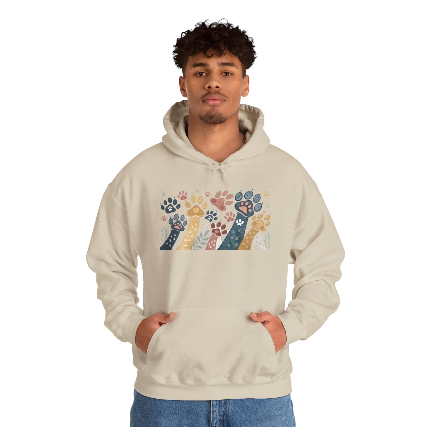 Colorful Paw Print Hooded Sweatshirt - Perfect for Pet Lovers, Animal Enthusiasts, Gifts for Birthdays, Holidays, Cozy Casual Wear