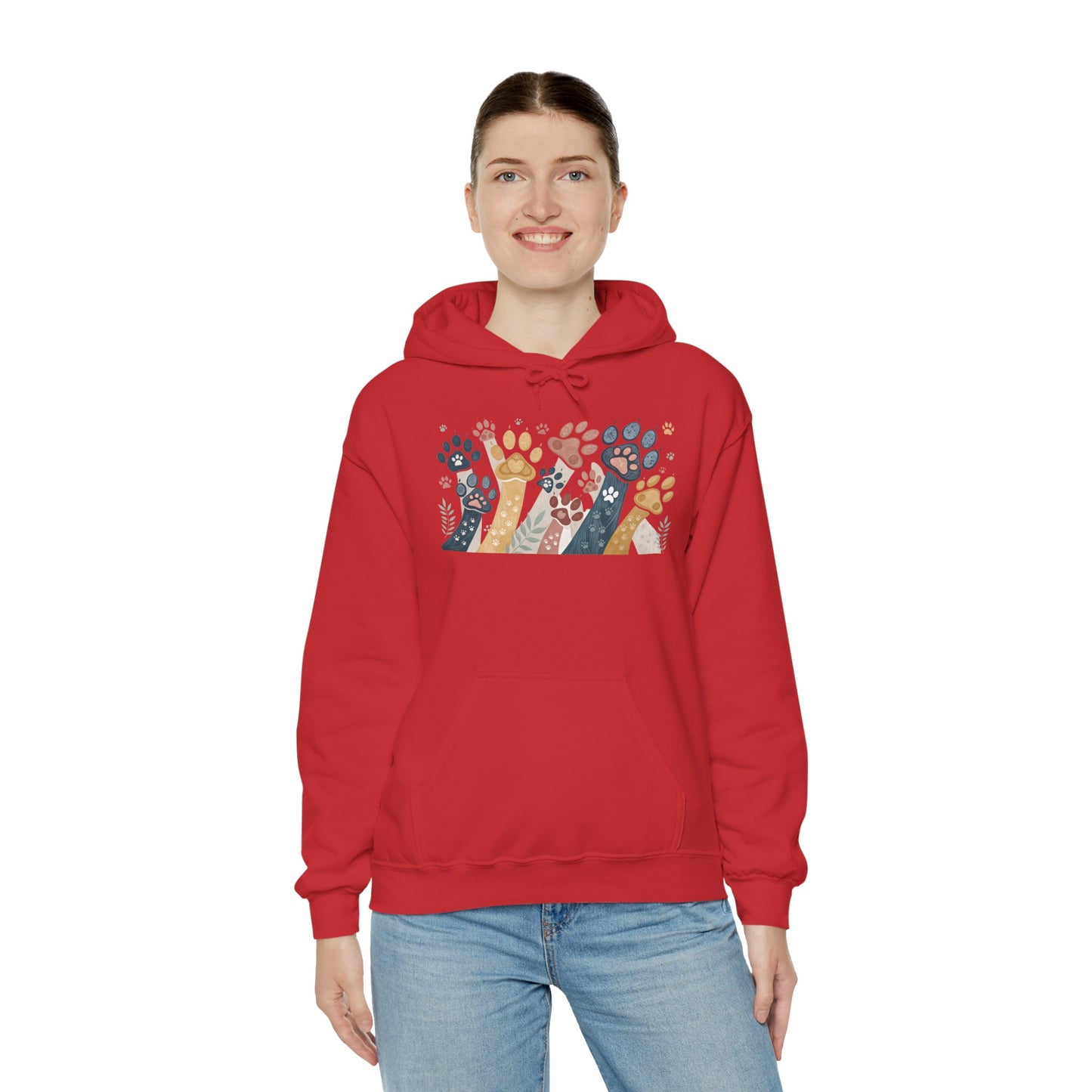 Colorful Paw Print Hooded Sweatshirt - Perfect for Pet Lovers, Animal Enthusiasts, Gifts for Birthdays, Holidays, Cozy Casual Wear