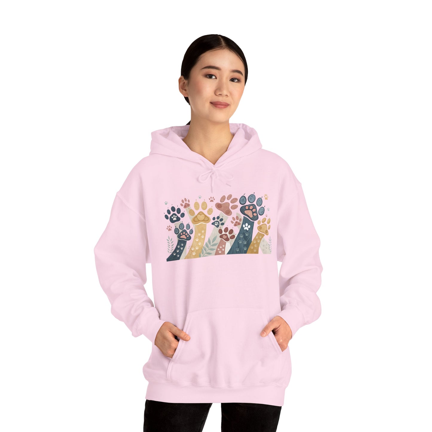 Colorful Paw Print Hooded Sweatshirt - Perfect for Pet Lovers, Animal Enthusiasts, Gifts for Birthdays, Holidays, Cozy Casual Wear