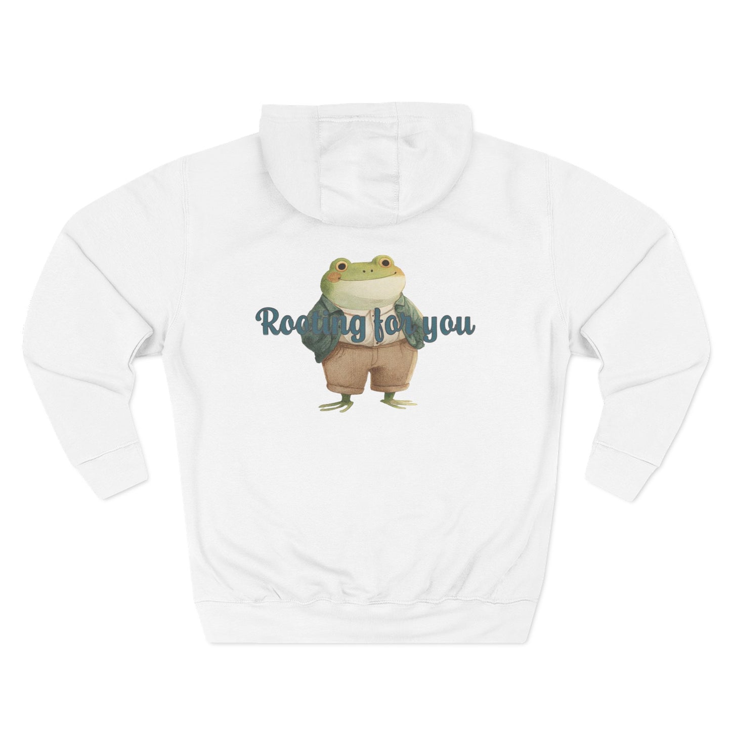 Encouraging Frog Fleece Hoodie, Gift for Friends, Motivational Apparel, Cute Animal Sweatshirt, Supportive Layering Piece