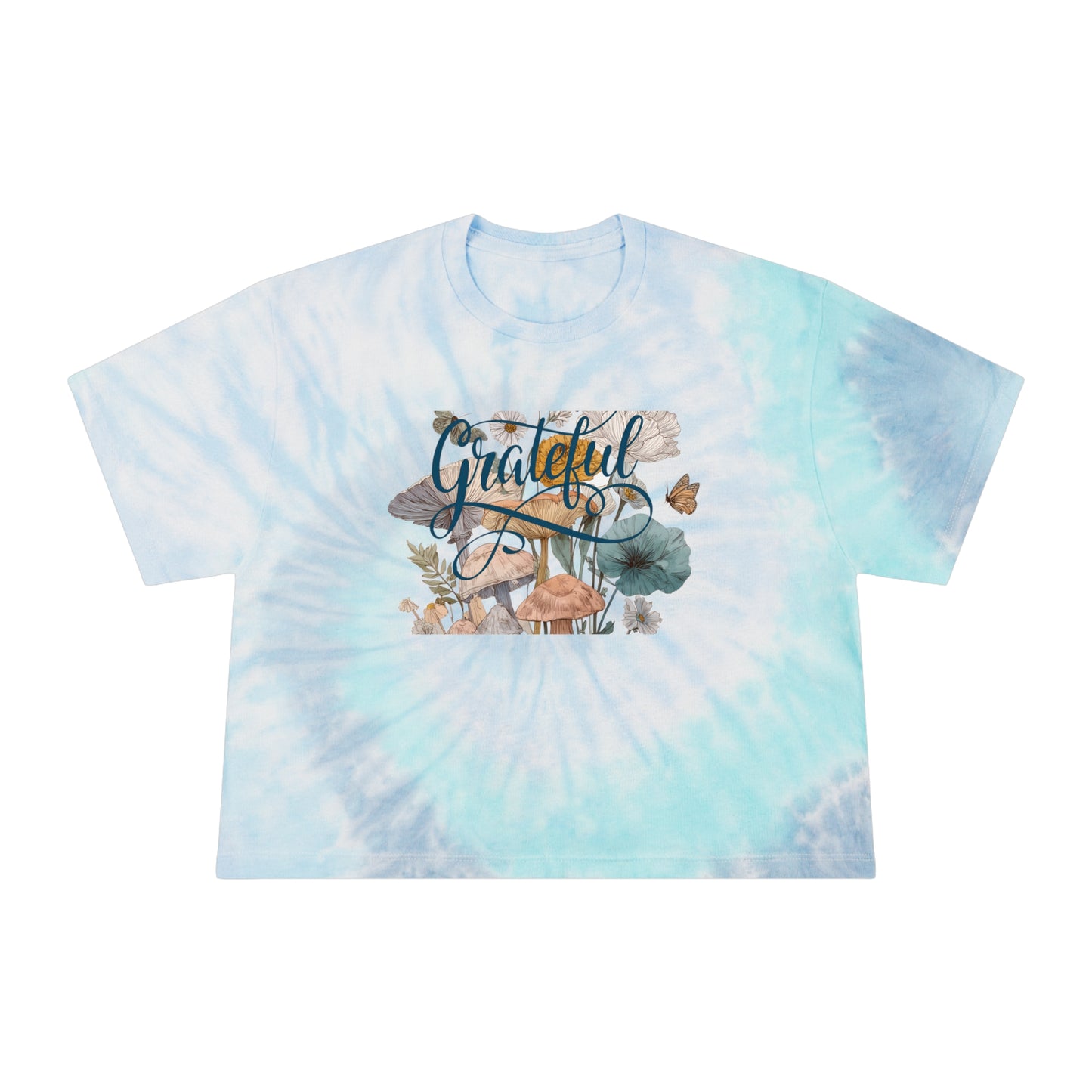 Grateful Women's Tie-Dye Crop Tee, Boho Chic Top, Summer Fashion, Gift for Her, Relaxed Fit Shirt
