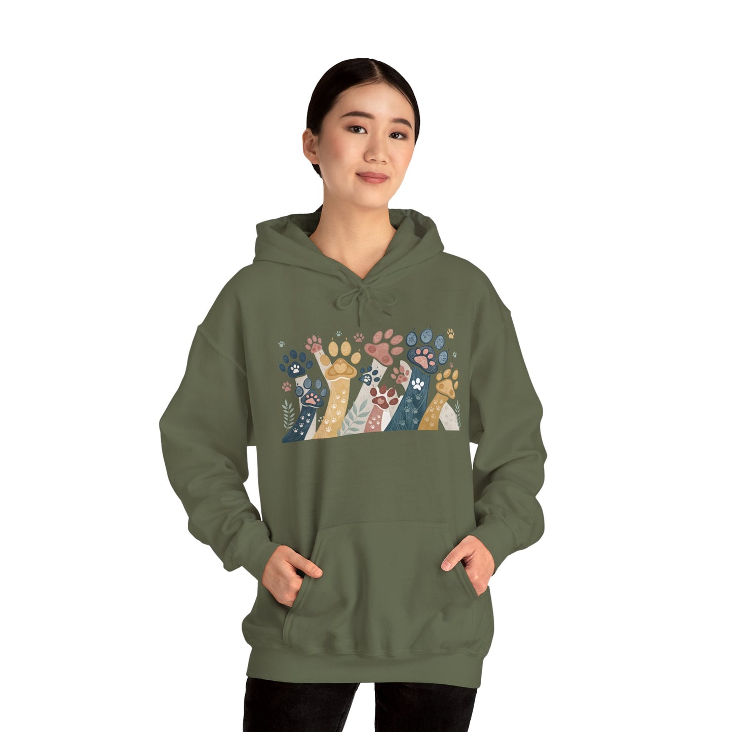 Colorful Paw Print Hooded Sweatshirt - Perfect for Pet Lovers, Animal Enthusiasts, Gifts for Birthdays, Holidays, Cozy Casual Wear