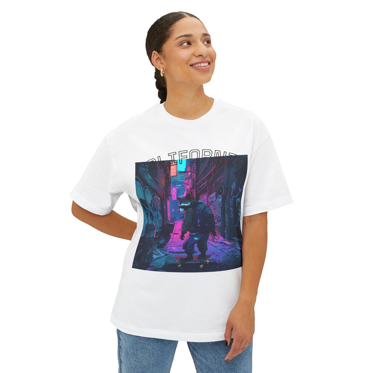 Vibrant Street Art Boxy Tee, Oversized Graphic Tee, Casual Wear, Urban Outfit, Gift for Art Lovers, Trendy Summer Top