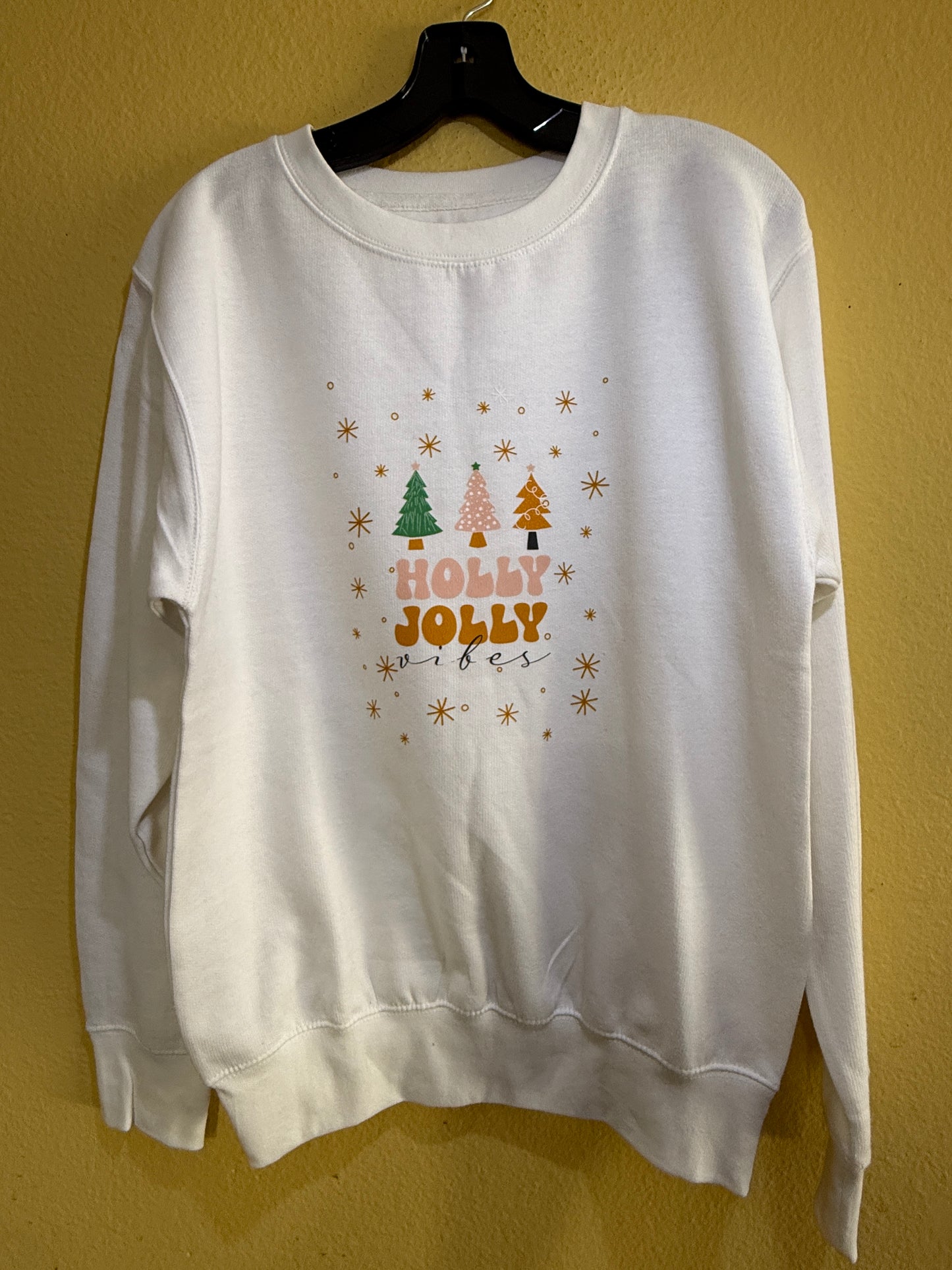 Holly Jolly Vibes Sweatshirt | Minimalist Christmas Crewneck | Cozy Neutral Holiday Sweater | Retro Christmas Tree Pullover