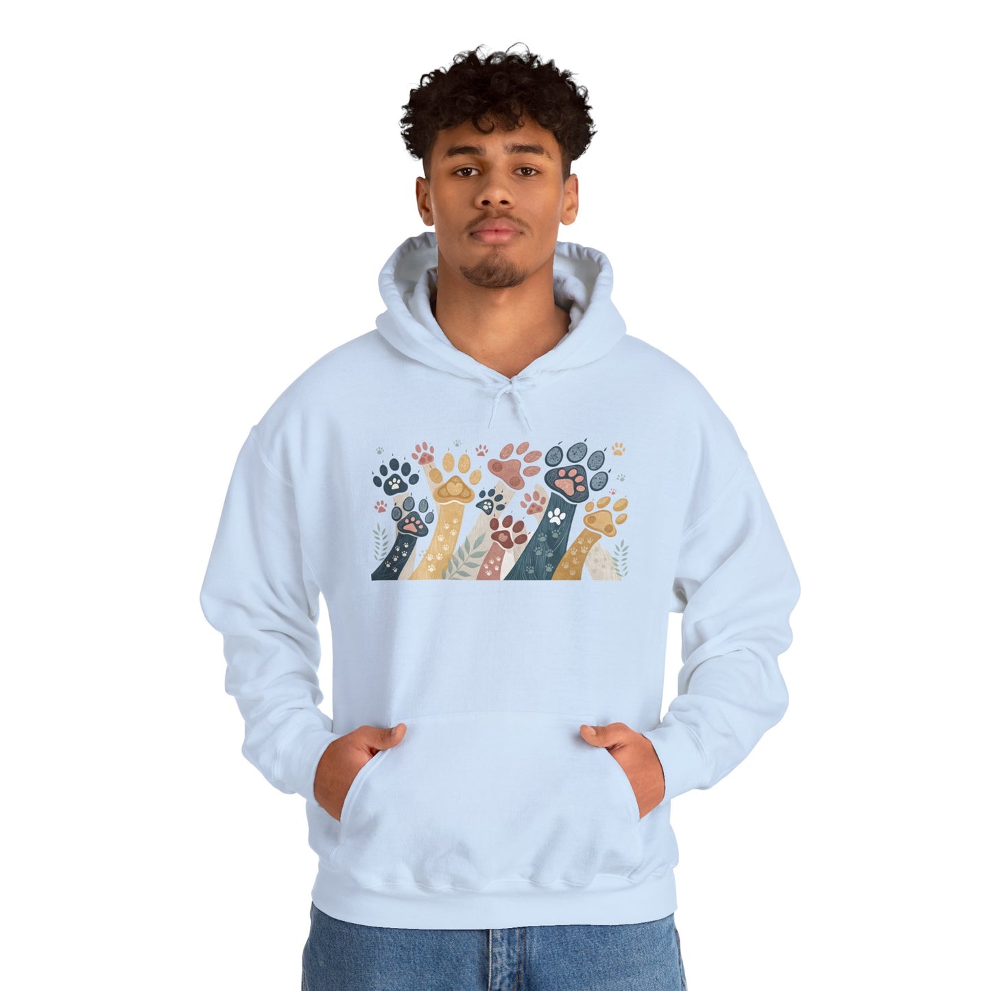 Colorful Paw Print Hooded Sweatshirt - Perfect for Pet Lovers, Animal Enthusiasts, Gifts for Birthdays, Holidays, Cozy Casual Wear