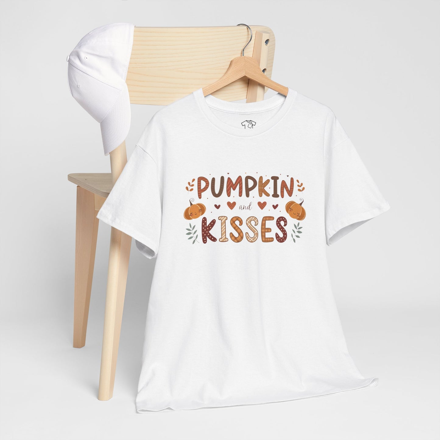 Fall Vibes Unisex Heavy Cotton Tee - Pumpkin Kisses Tee, Autumn Shirt, Halloween Apparel, Cozy Fall Outfit, Seasonal Gift